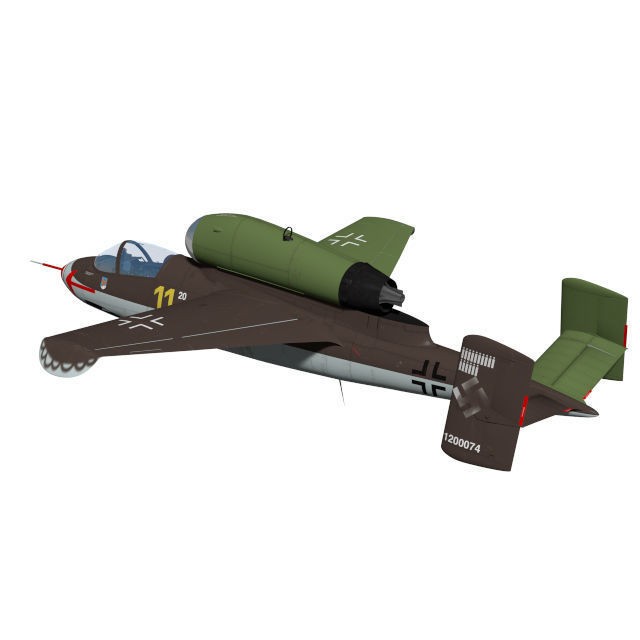 Heinkel He 162 A2 Salamander 3D Model – High Poly Military Aircraft, FBX - View 3