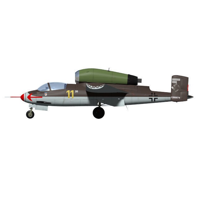 Heinkel He 162 A2 Salamander 3D Model – High Poly Military Aircraft, FBX - View 7