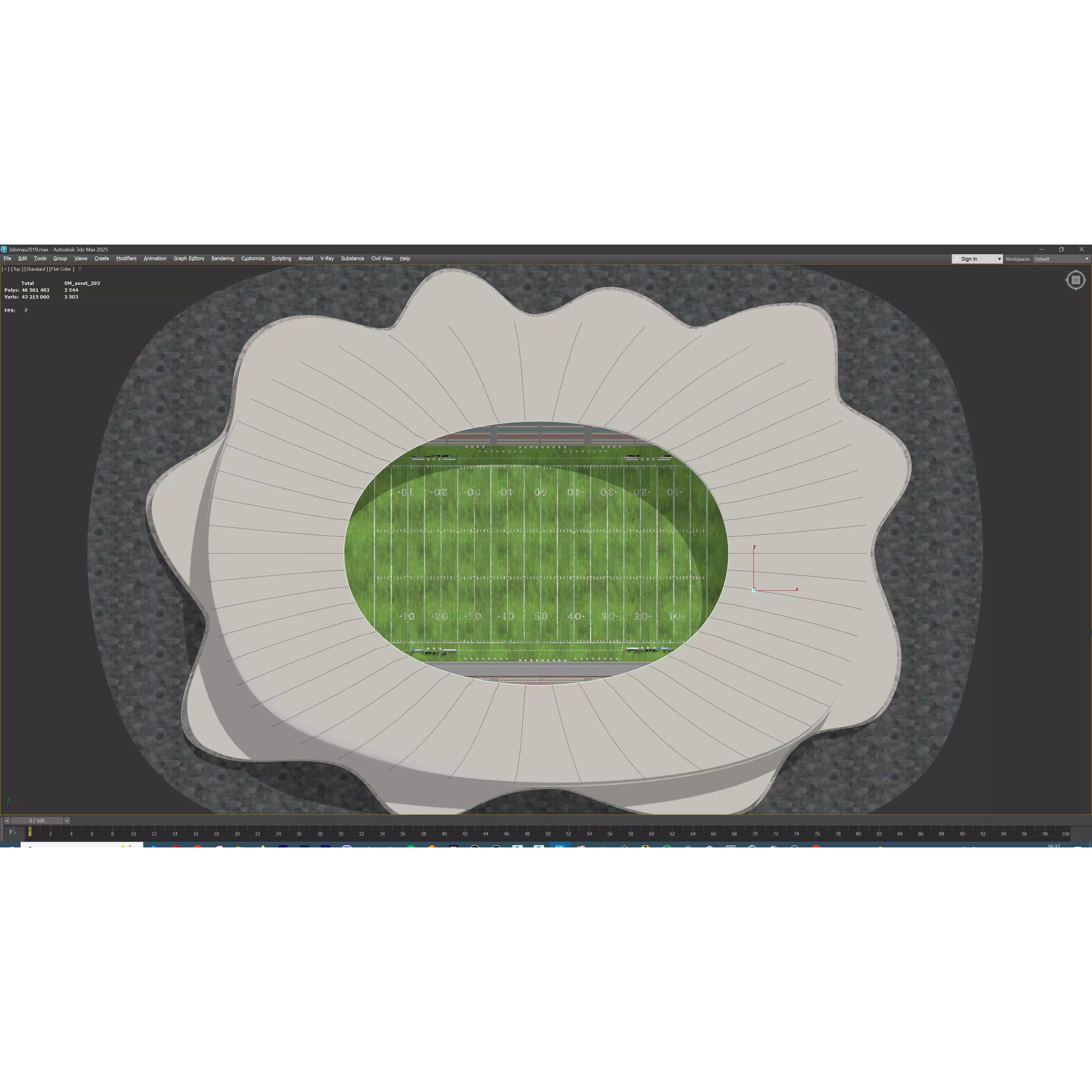 Modular American Football Stadium - Game-Ready 3D Model