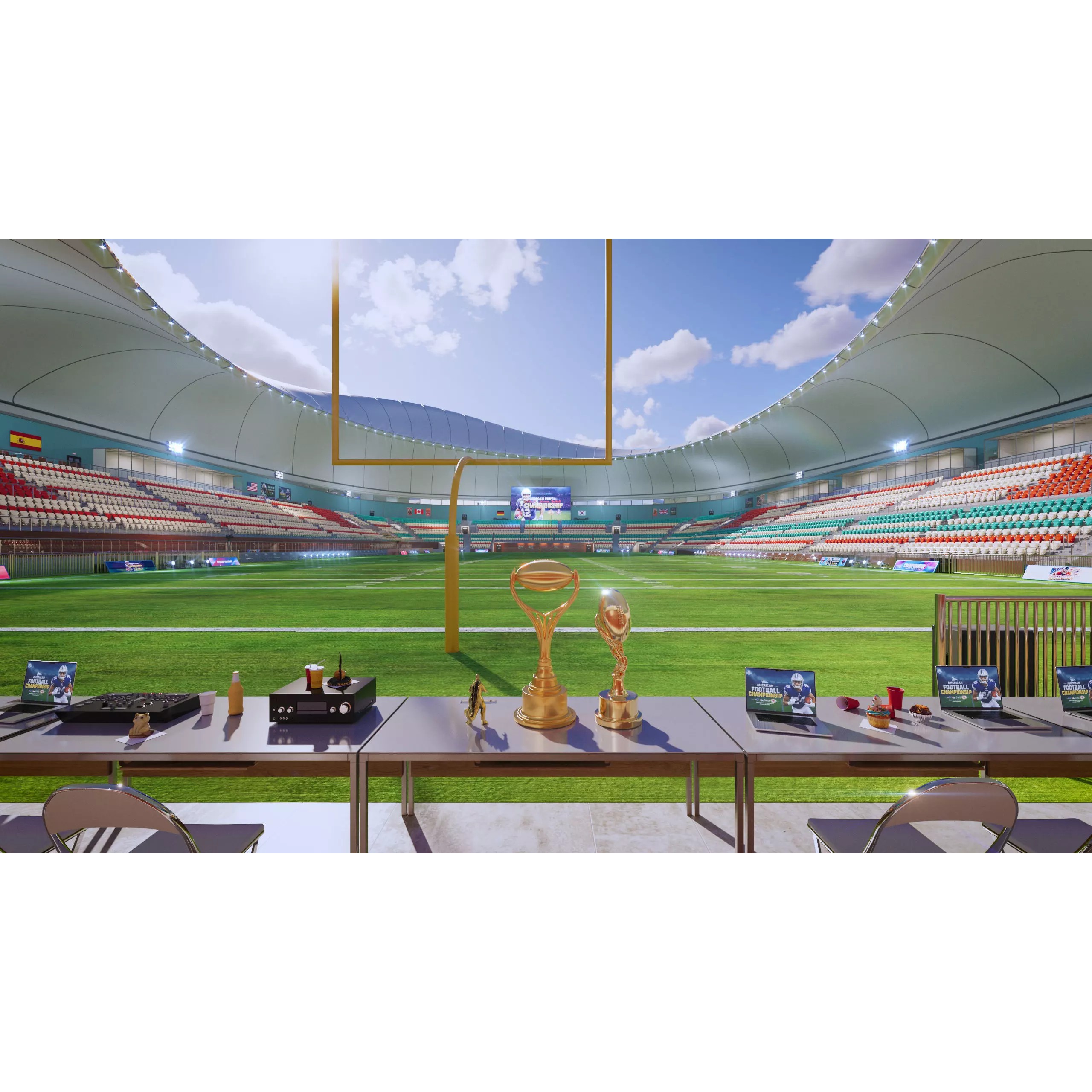 Modular American Football Stadium - Game-Ready 3D Model - View 11