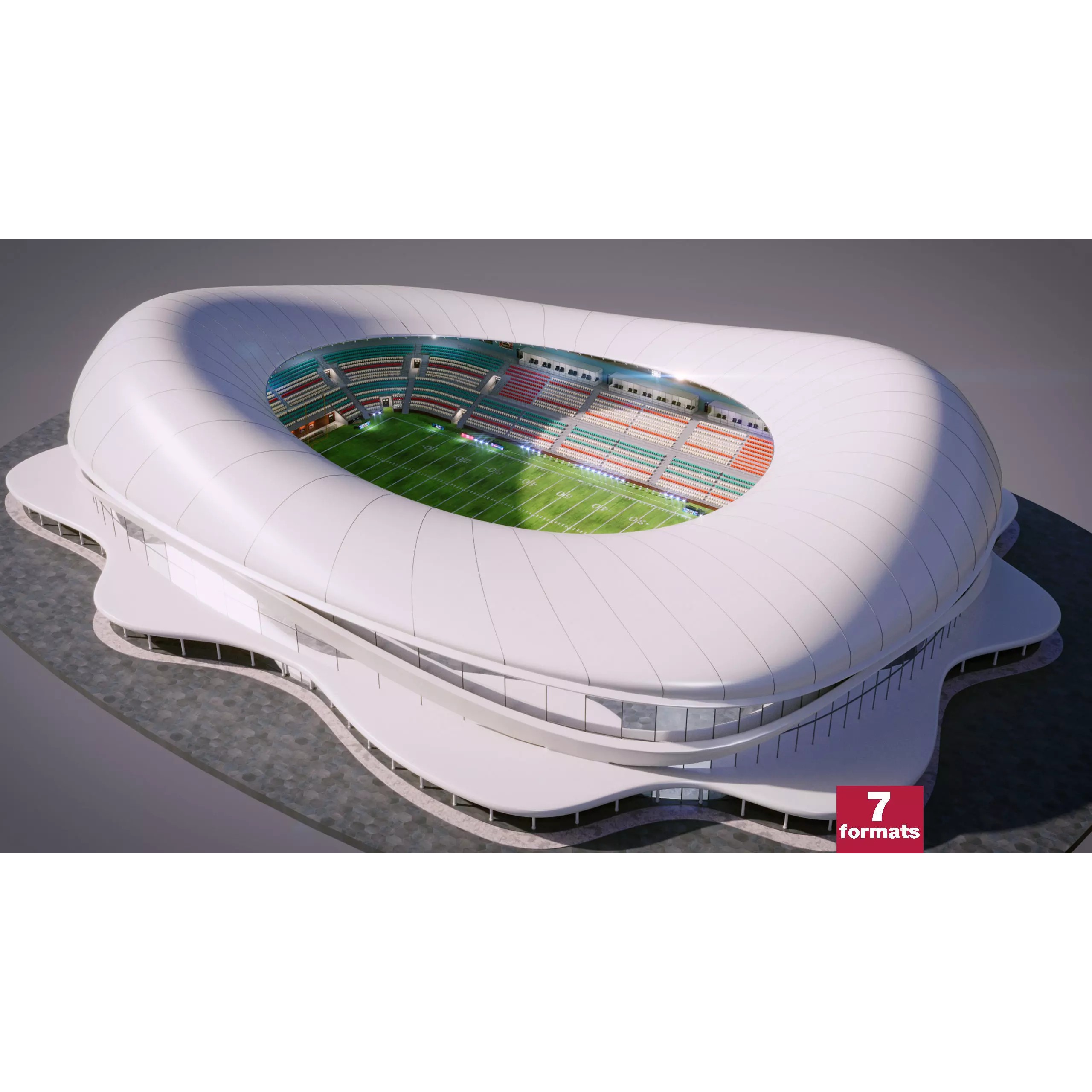 Modular American Football Stadium - Game-Ready 3D Model - View 2