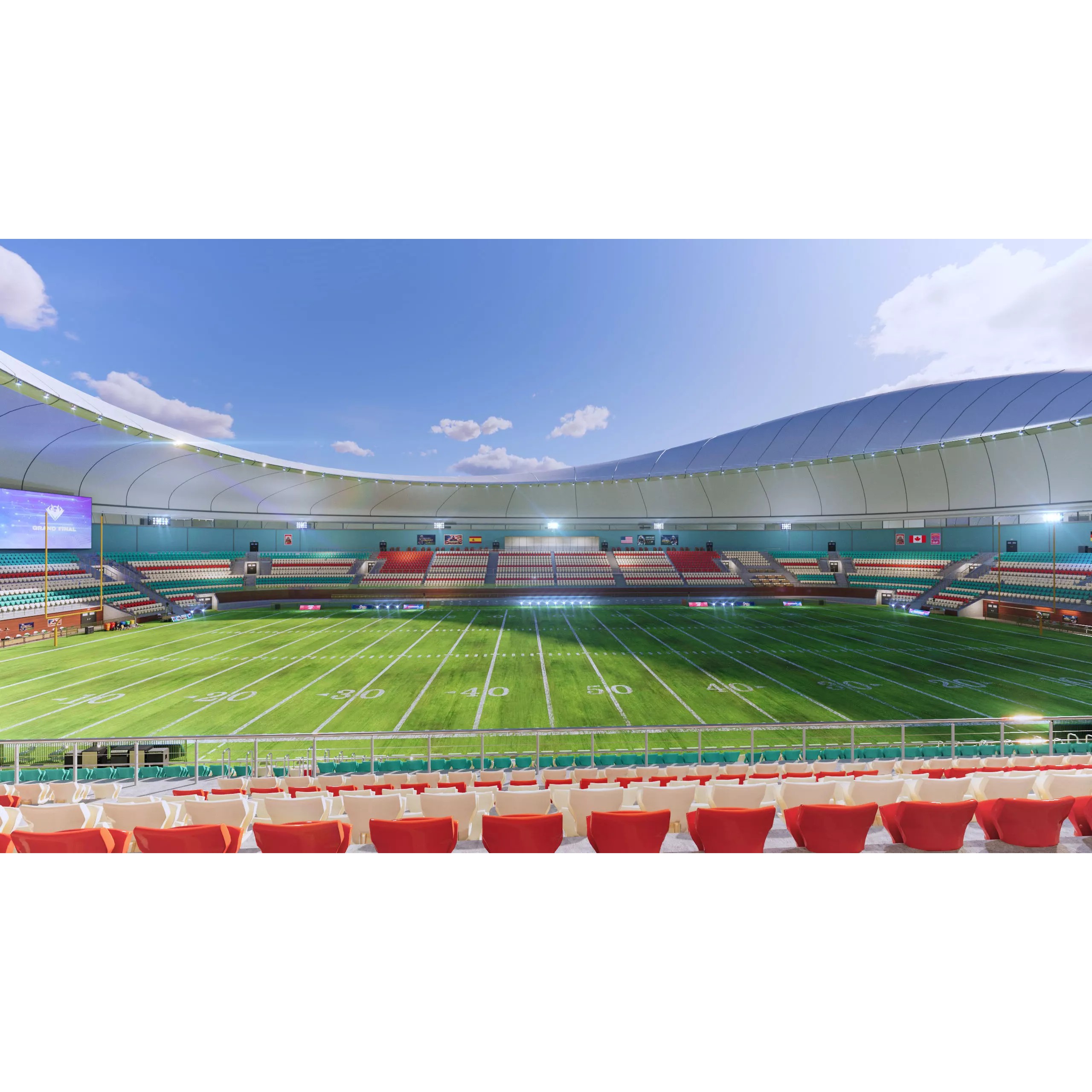 Modular American Football Stadium - Game-Ready 3D Model - View 3
