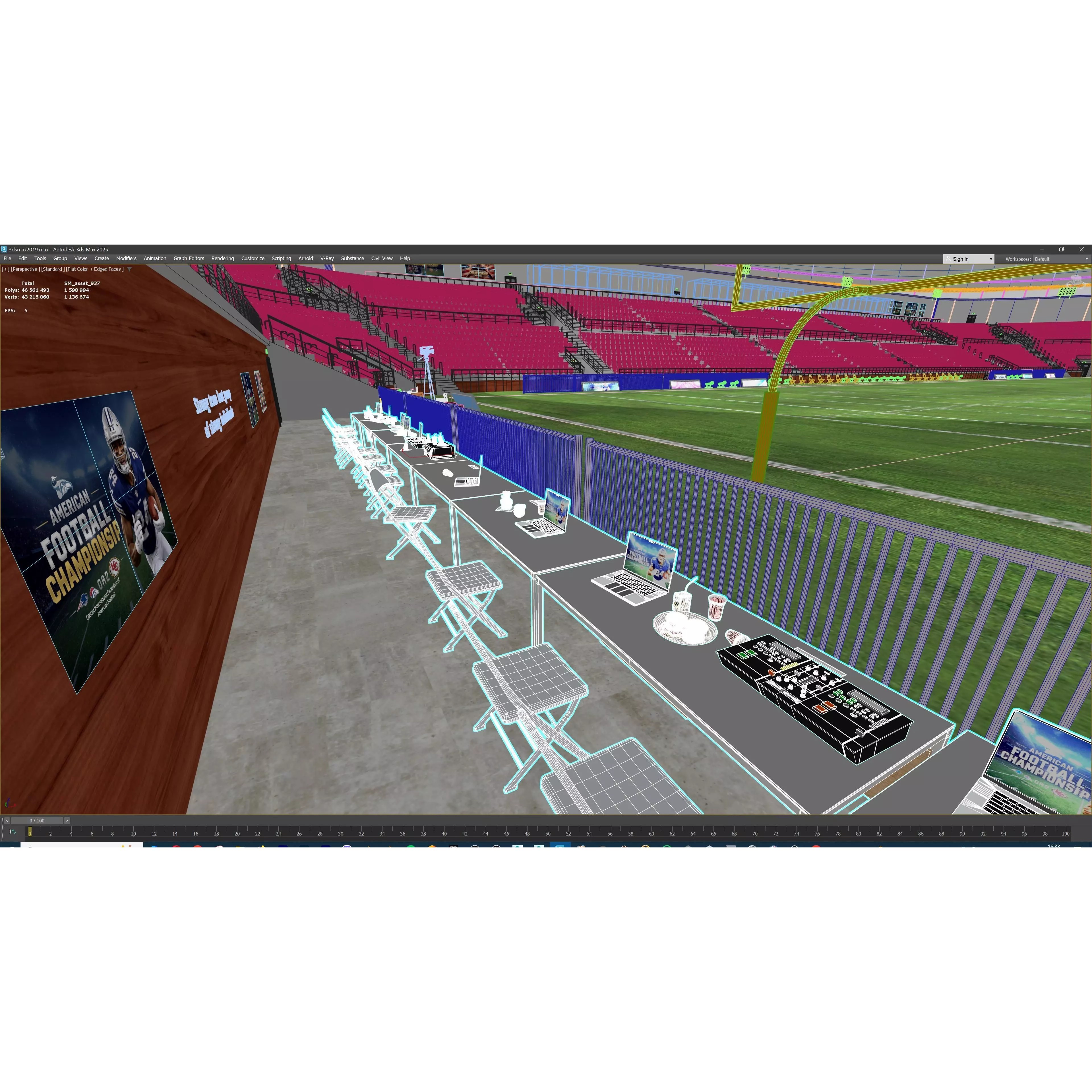 Modular American Football Stadium - Game-Ready 3D Model - View 44