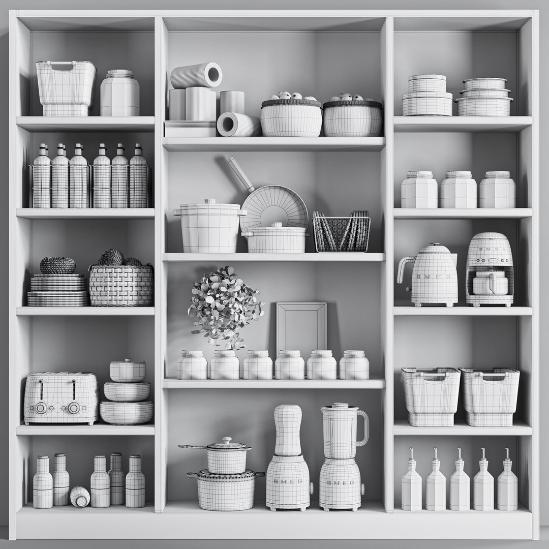 Kitchen Accessories 3D Model – High Poly Kitchenware, FBX & OBJ Formats - View 6