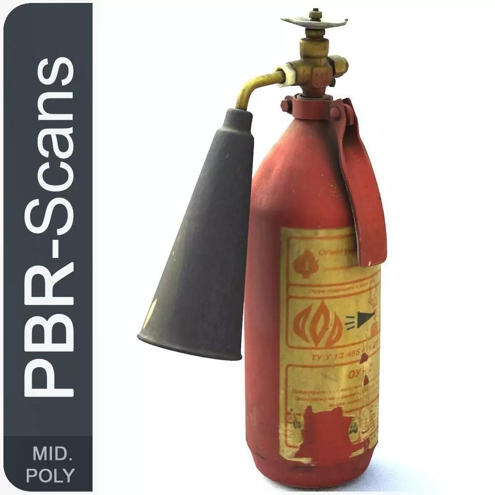 Fire Extinguisher 3D Model – Mid Poly Scanned Asset with PBR Textures - View 2