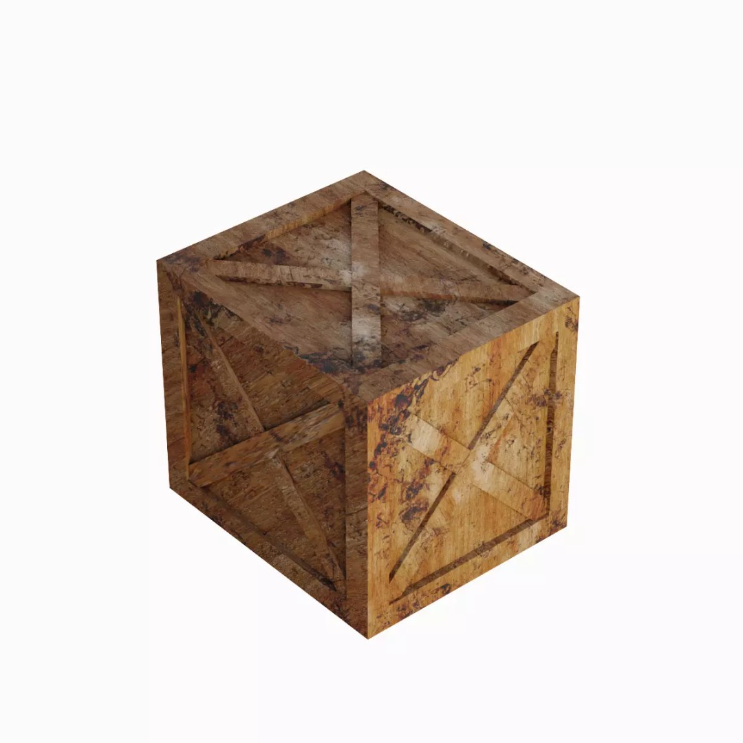 Wooden Box Crate 3D Model – Low Poly Game Asset, FBX, OBJ - View 2