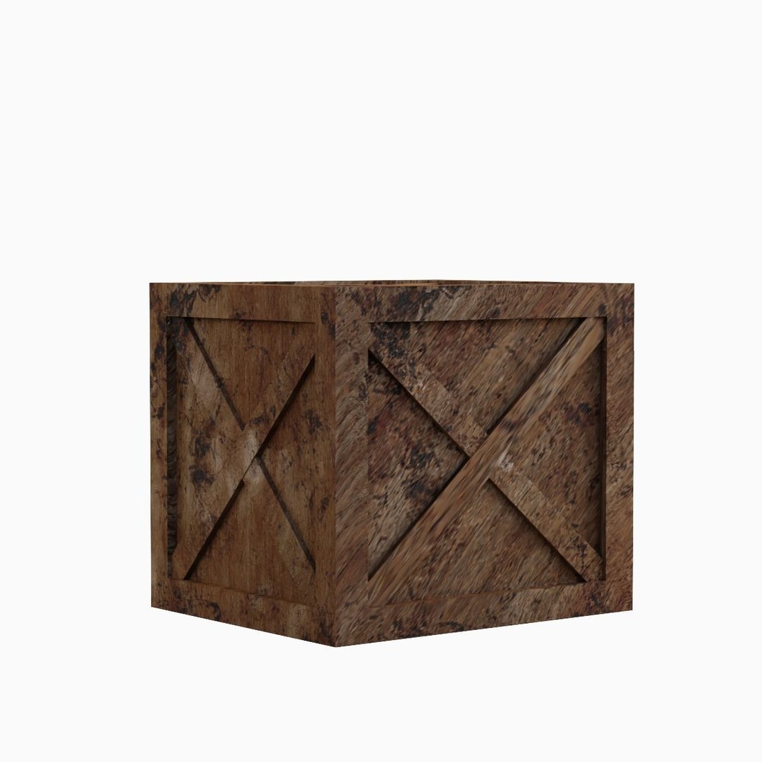 Wooden Box Crate 3D Model – Low Poly Game Asset, FBX, OBJ - View 4