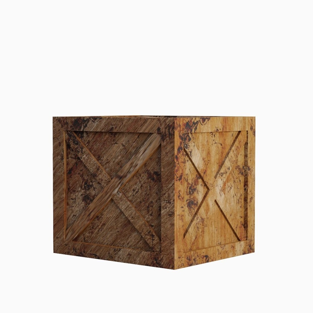 Wooden Box Crate 3D Model – Low Poly Game Asset, FBX, OBJ - View 5
