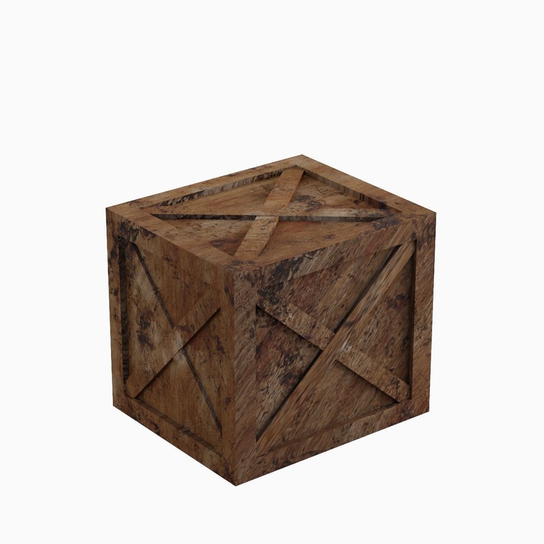 Wooden Box Crate 3D Model – Low Poly Game Asset, FBX, OBJ - View 7