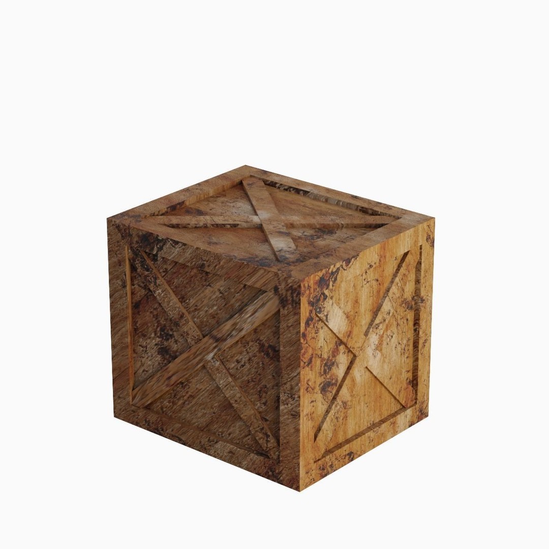 Wooden Box Crate 3D Model – Low Poly Game Asset, FBX, OBJ - View 8