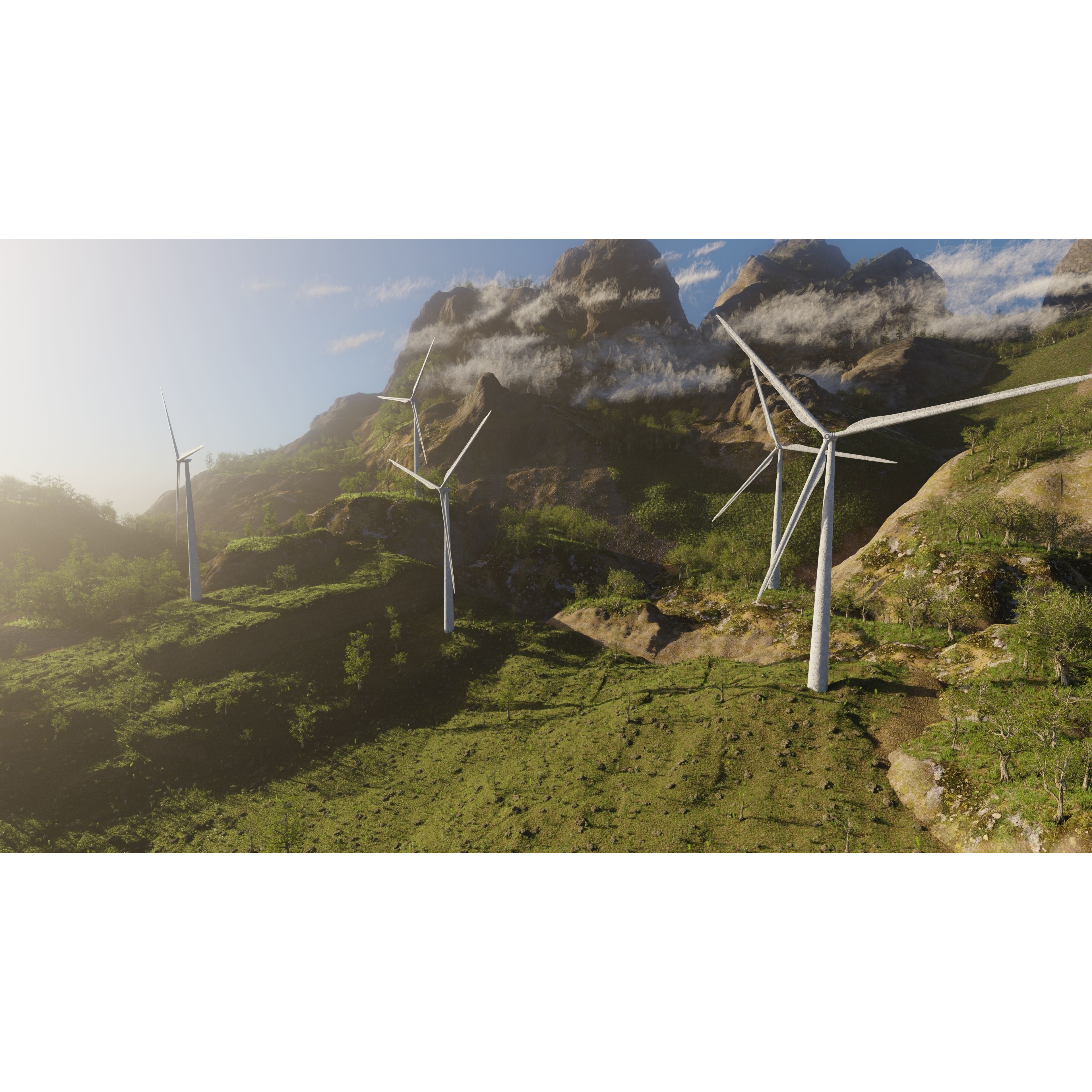 Wind Turbine Scene - Game-Ready 3D Model - View 10