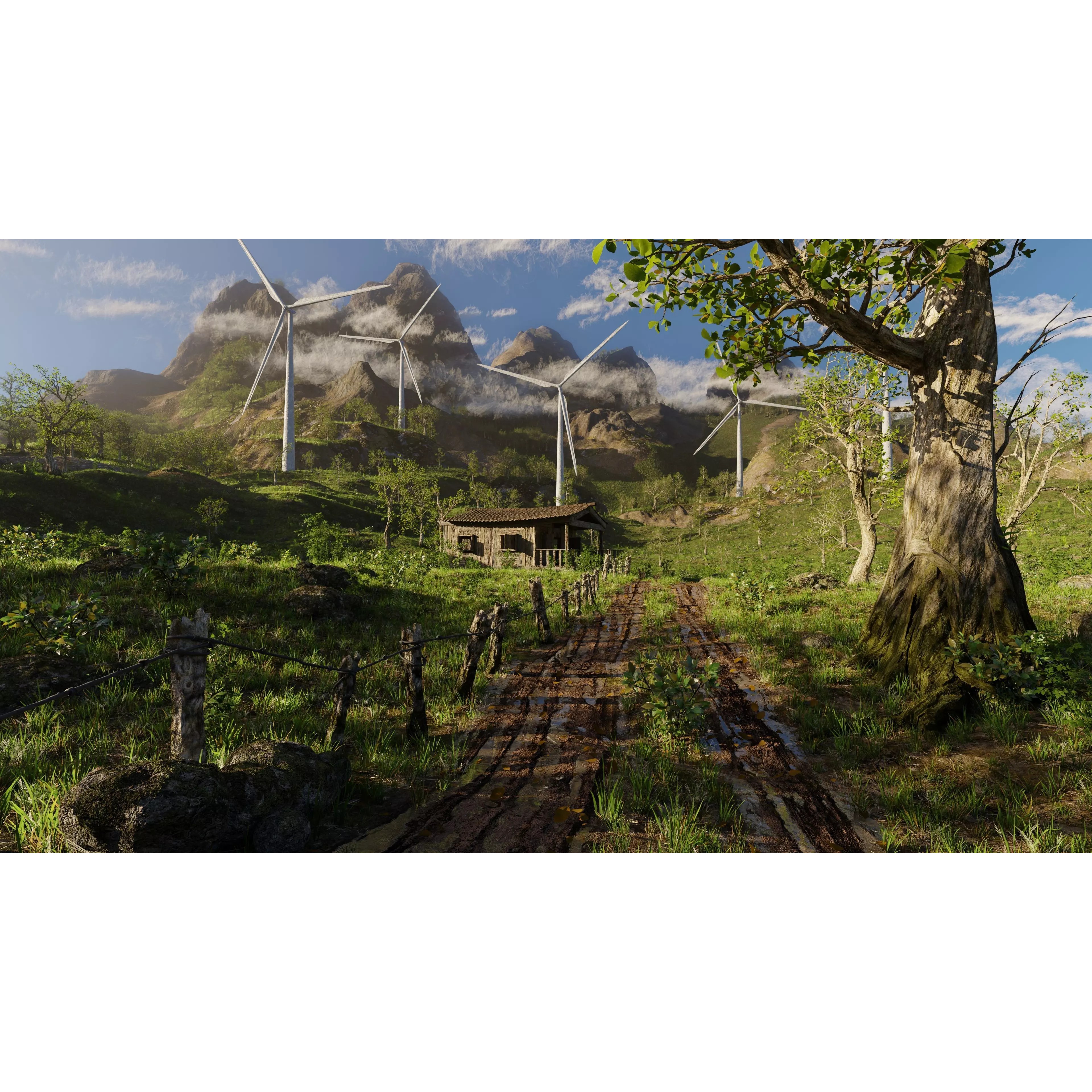 Wind Turbine Scene - Game-Ready 3D Model - View 2