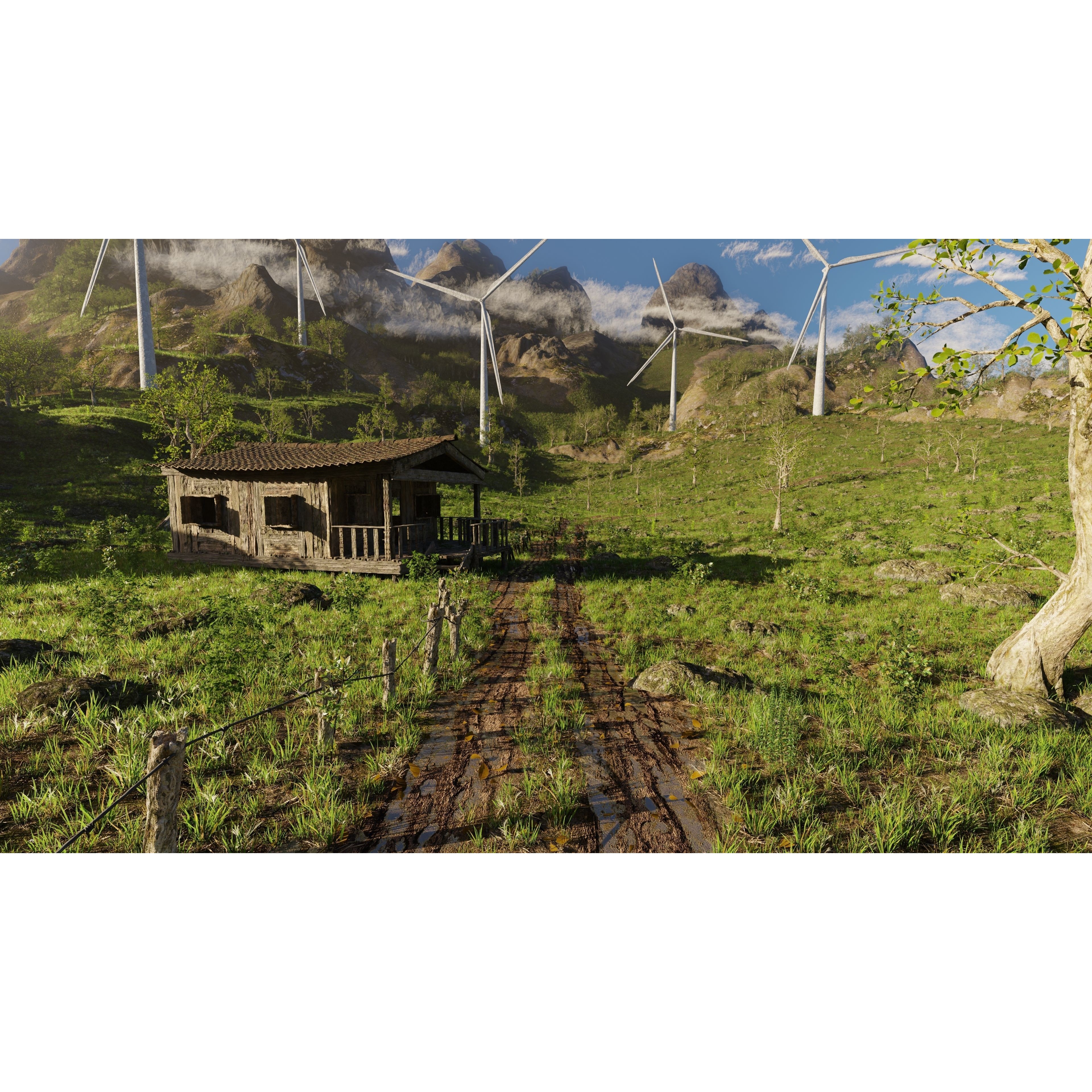 Wind Turbine Scene - Game-Ready 3D Model - View 4