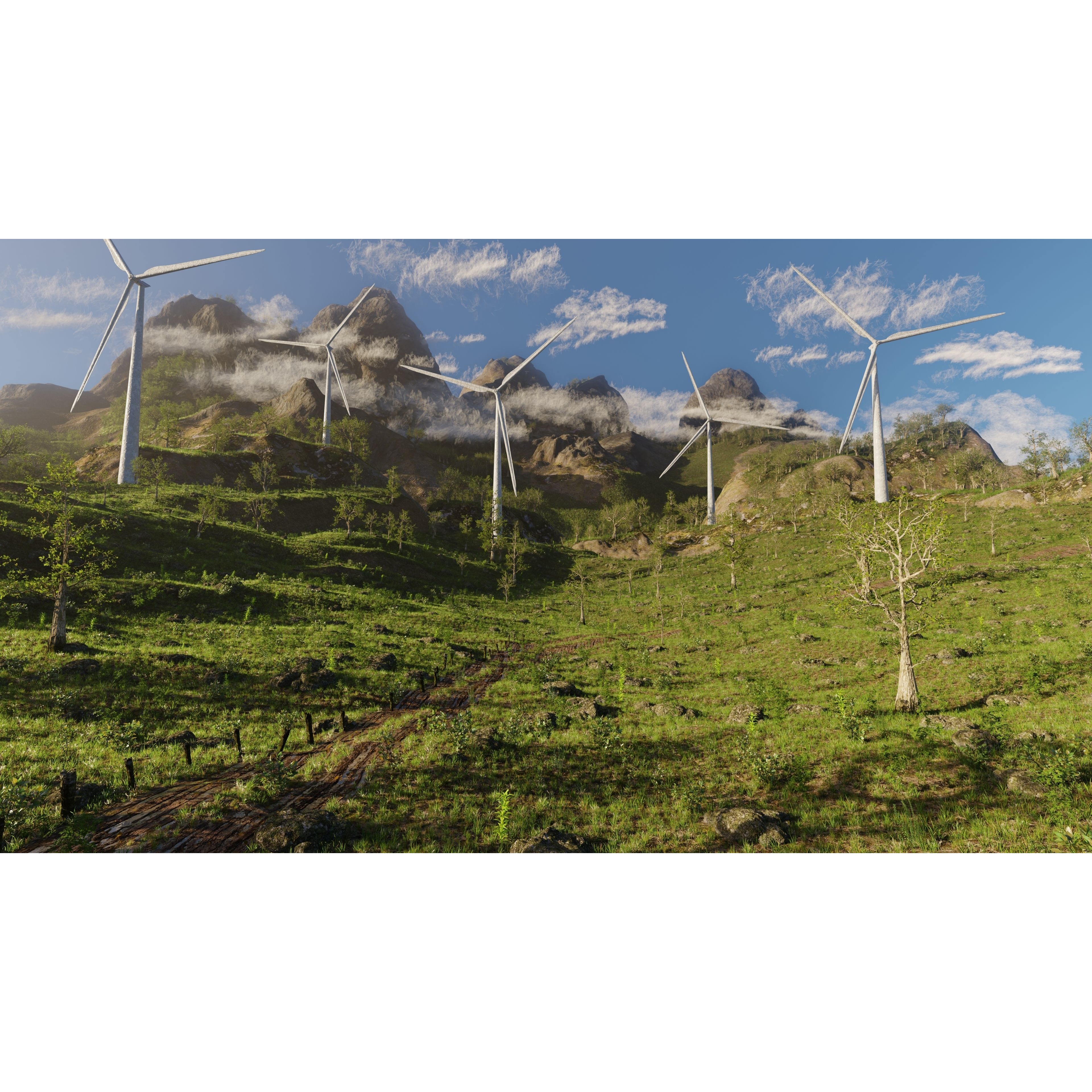 Wind Turbine Scene - Game-Ready 3D Model - View 8