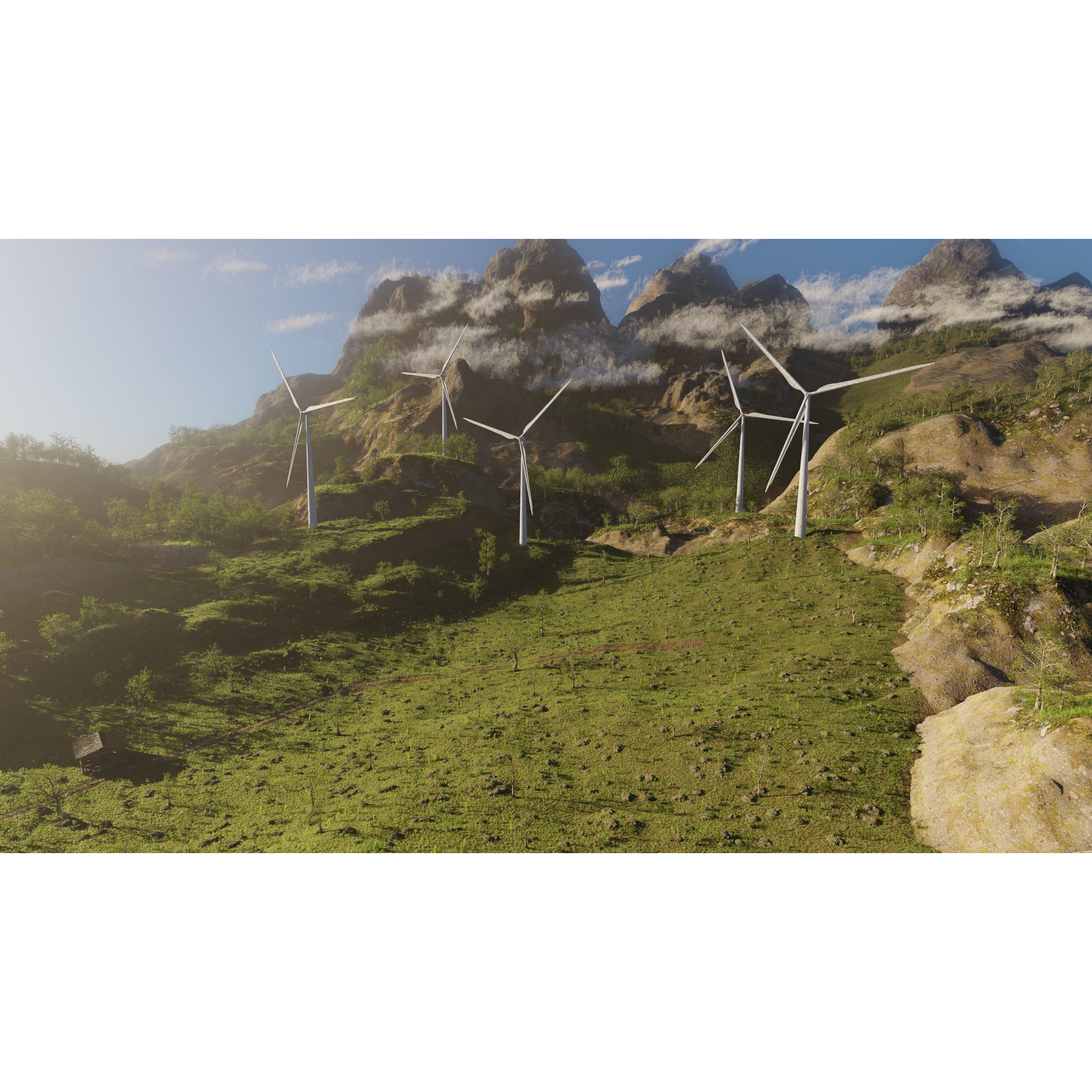 Wind Turbine Scene - Game-Ready 3D Model - View 9