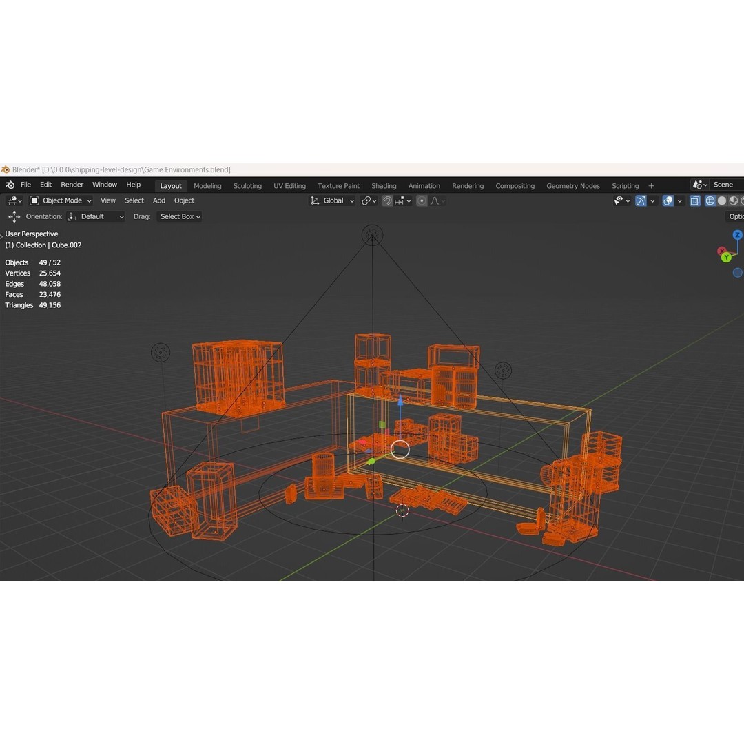 Cargo Boxes 3D Model – Low Poly Game Asset, Blender, FBX - View 3