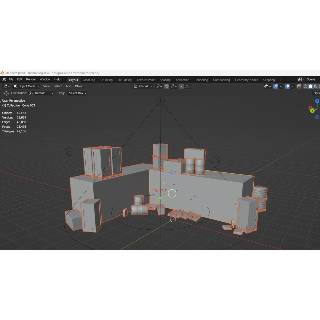 Cargo Boxes 3D Model – Low Poly Game Asset, Blender, FBX - View 4