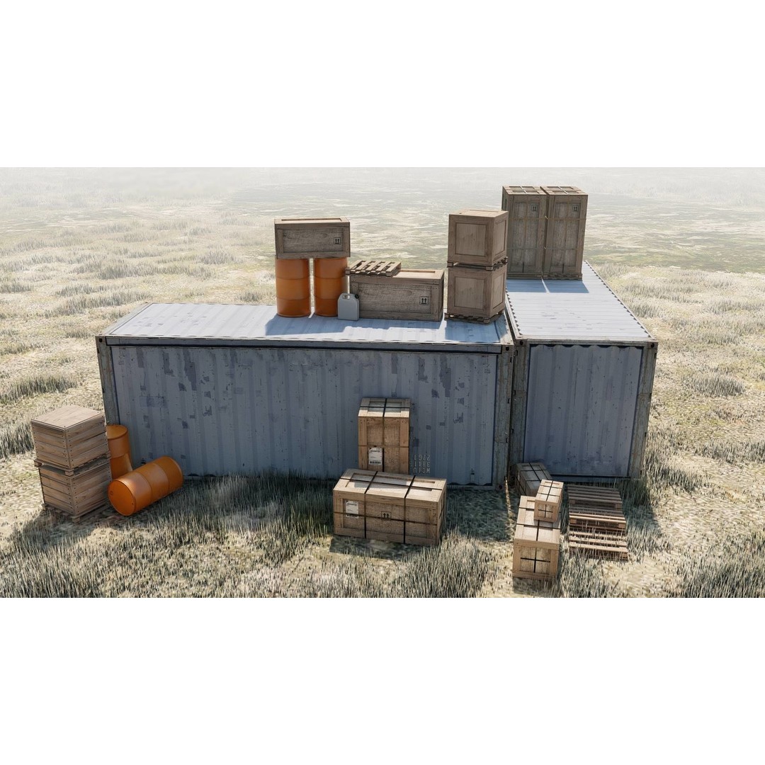 Cargo Boxes 3D Model – Low Poly Game Asset, Blender, FBX - View 7