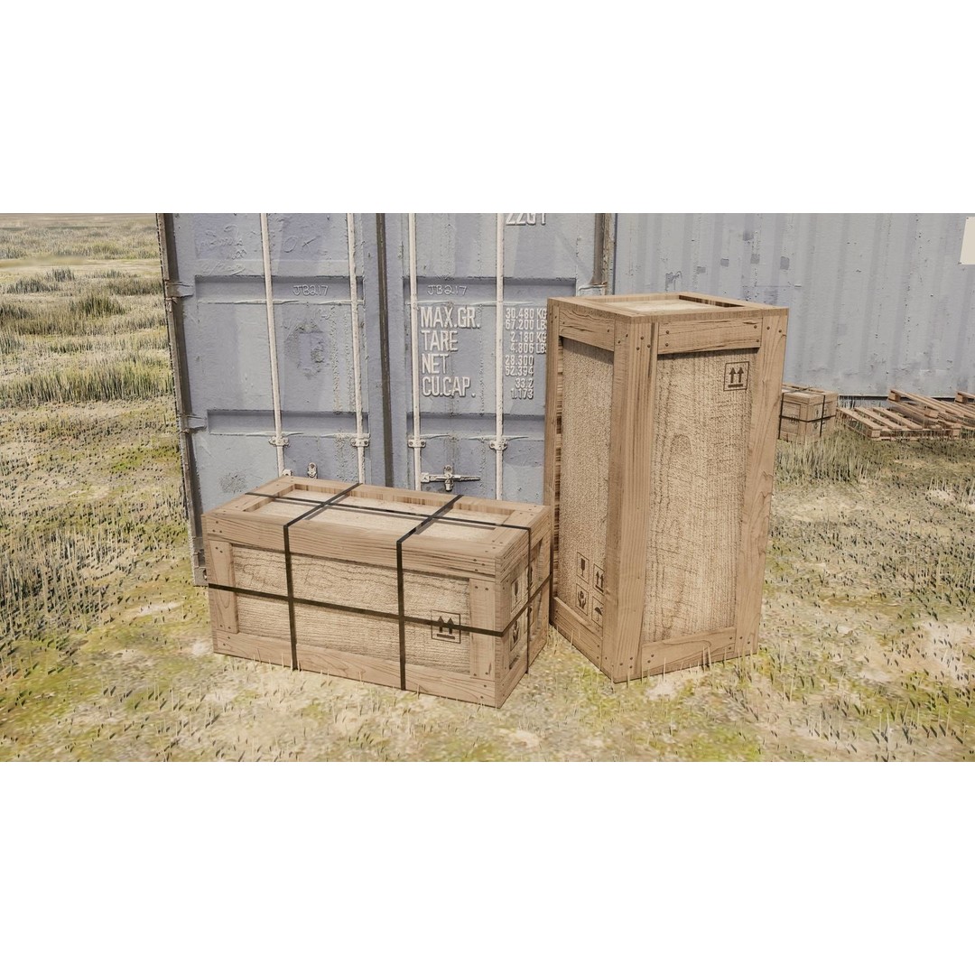 Cargo Boxes 3D Model – Low Poly Game Asset, Blender, FBX - View 9