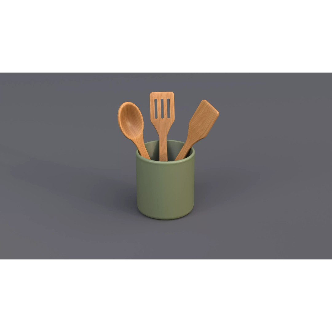Kitchen Props 3D Model – Low Poly Game Asset, FBX, OBJ, PBR Textures - View 4