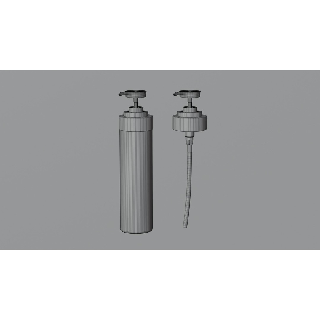 Tall Soap Plastic Pump Bottle 3D Model – PBR Textured Bathroom Asset, FBX, OBJ - View 12