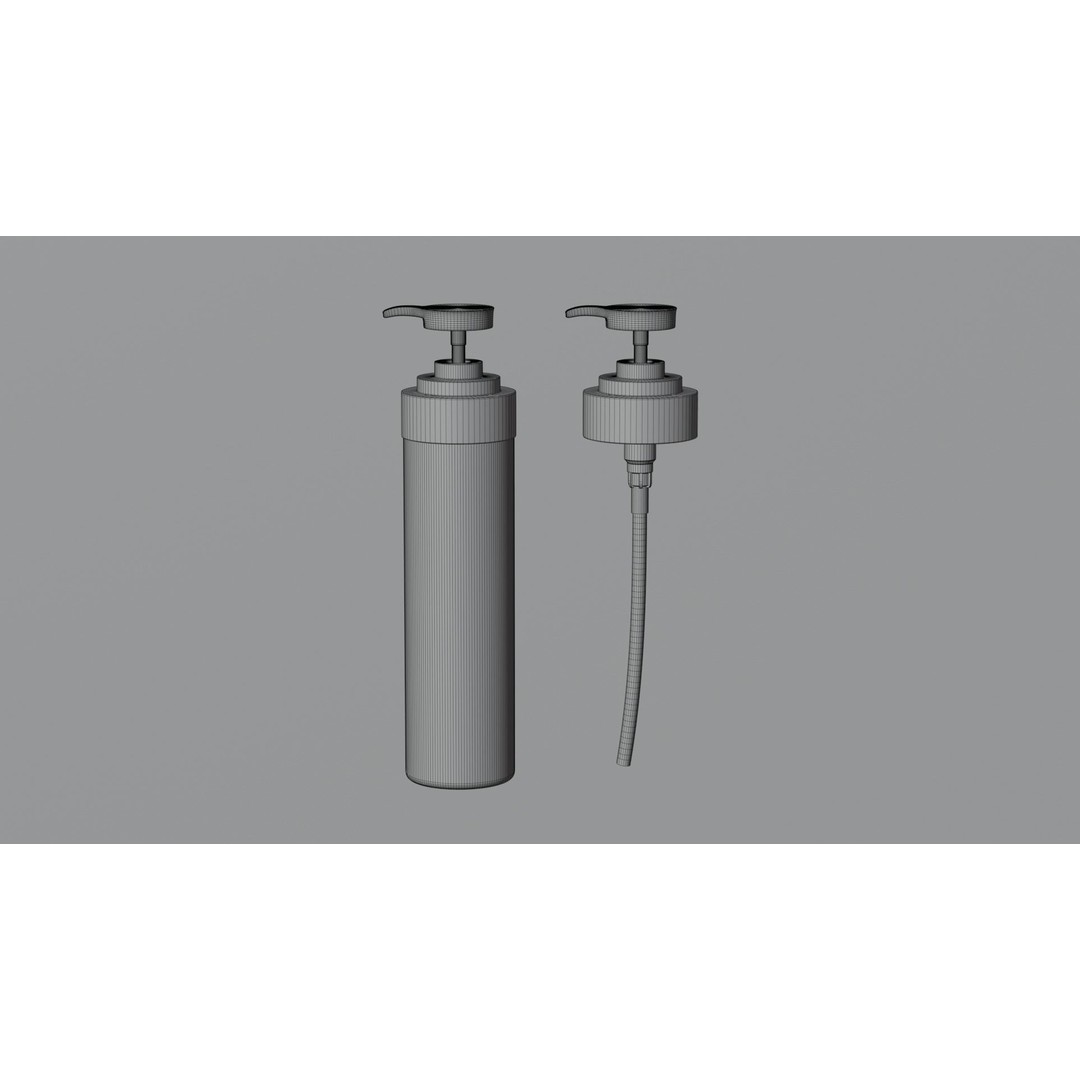 Tall Soap Plastic Pump Bottle 3D Model – PBR Textured Bathroom Asset, FBX, OBJ - View 13