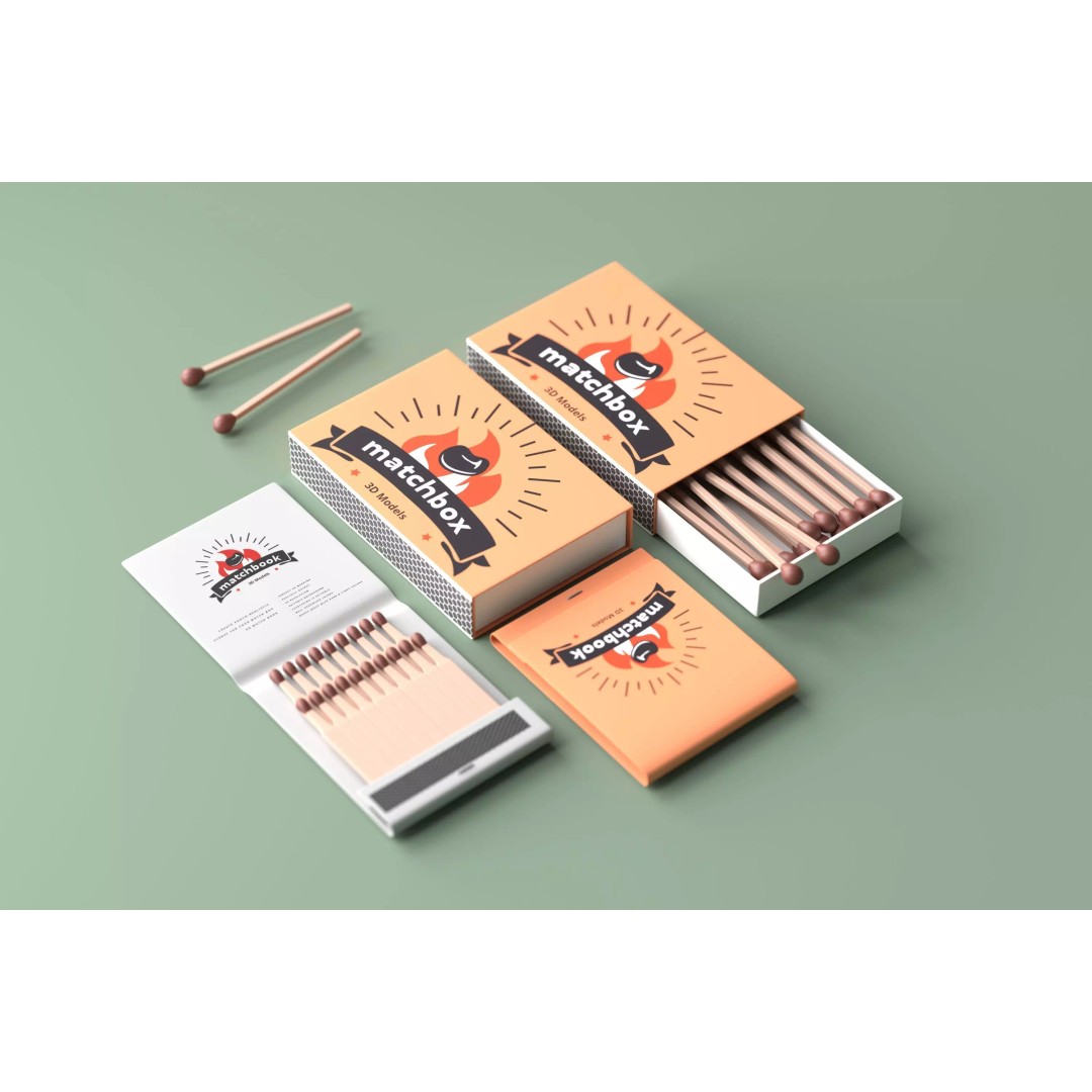 Matchbox 3D Model – Low Poly Household Asset, FBX & OBJ Formats - View 2