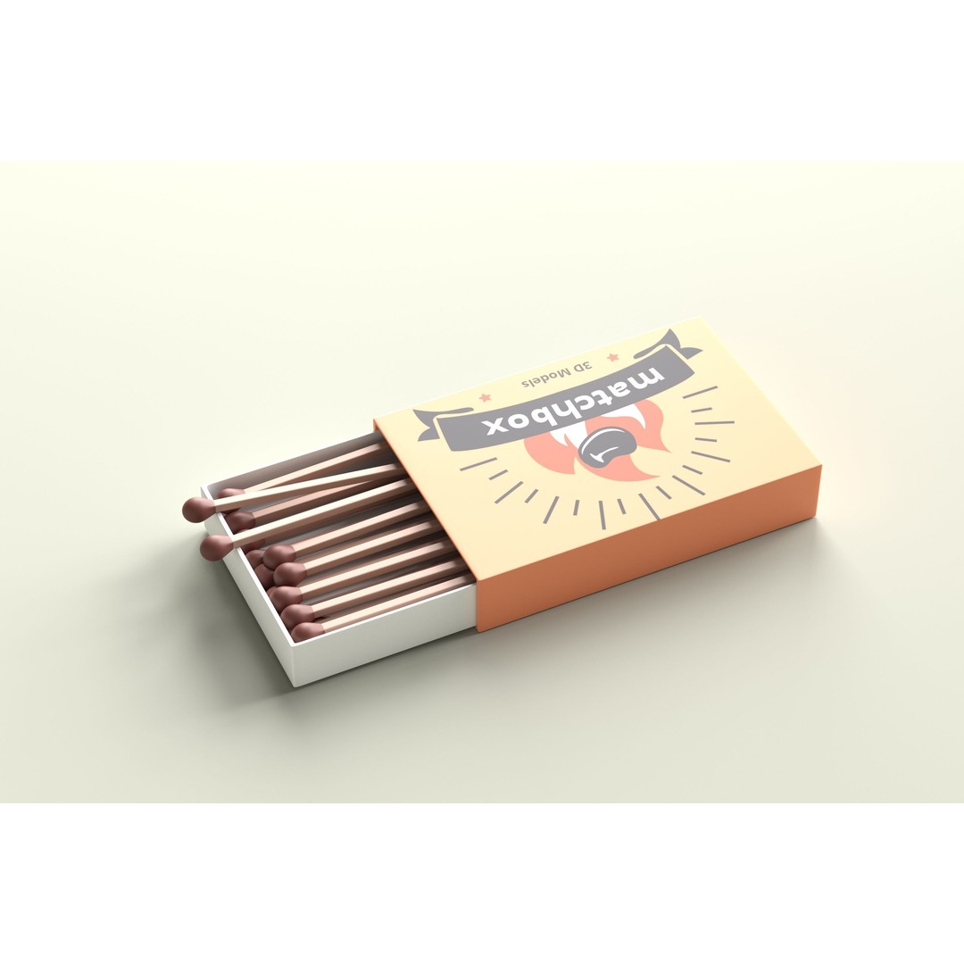Matchbox 3D Model – Low Poly Household Asset, FBX & OBJ Formats - View 8