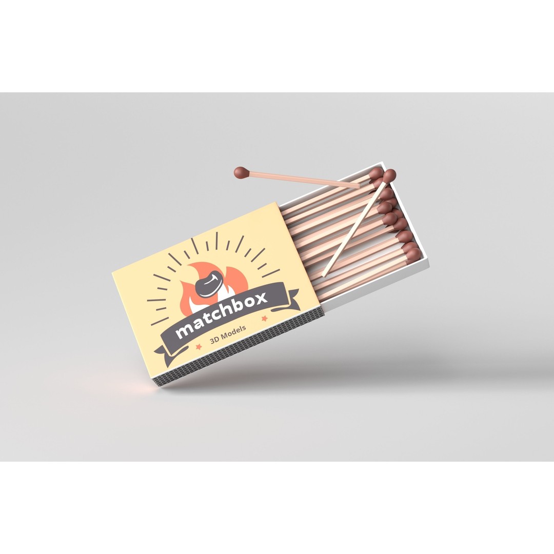 Matchbox 3D Model – Low Poly Household Asset, FBX & OBJ Formats - View 9