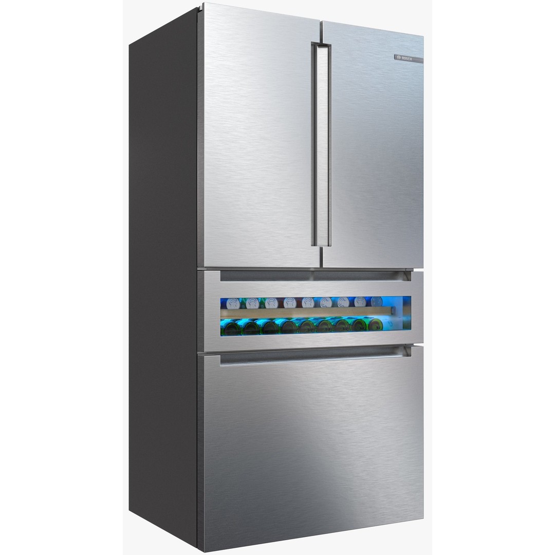 Bosch Refrigerator 3D Model – Low Poly PBR Kitchen Asset, FBX, OBJ - View 15