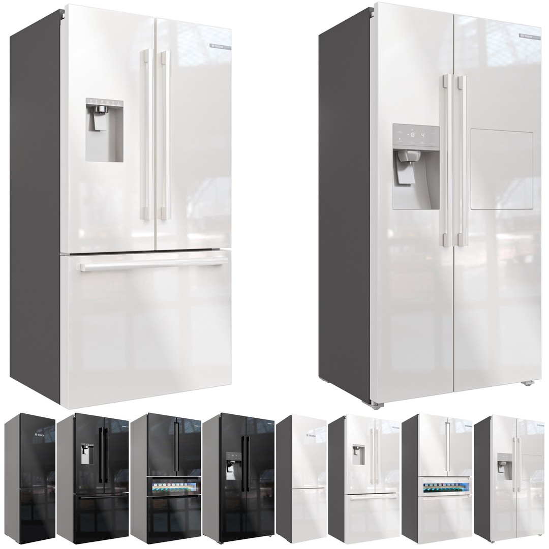 Bosch Refrigerator 3D Model – Low Poly PBR Kitchen Asset, FBX, OBJ - View 4