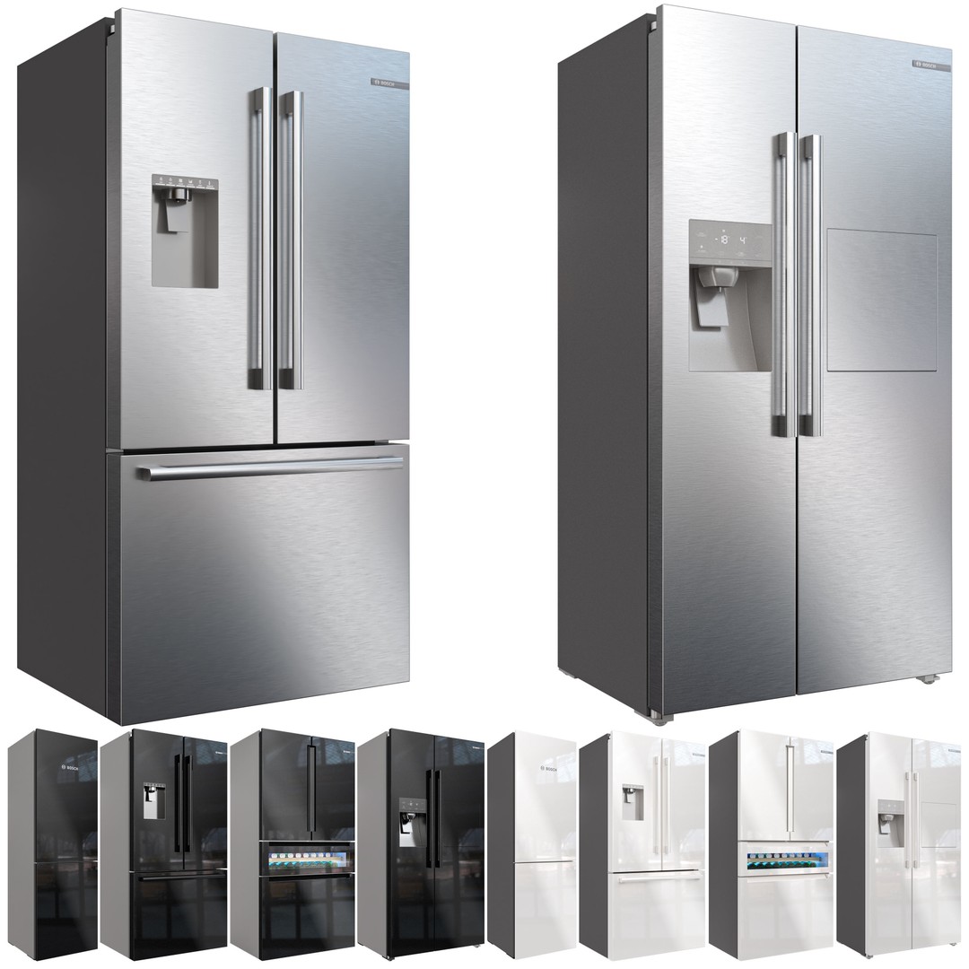 Bosch Refrigerator 3D Model – Low Poly PBR Kitchen Asset, FBX, OBJ - View 6