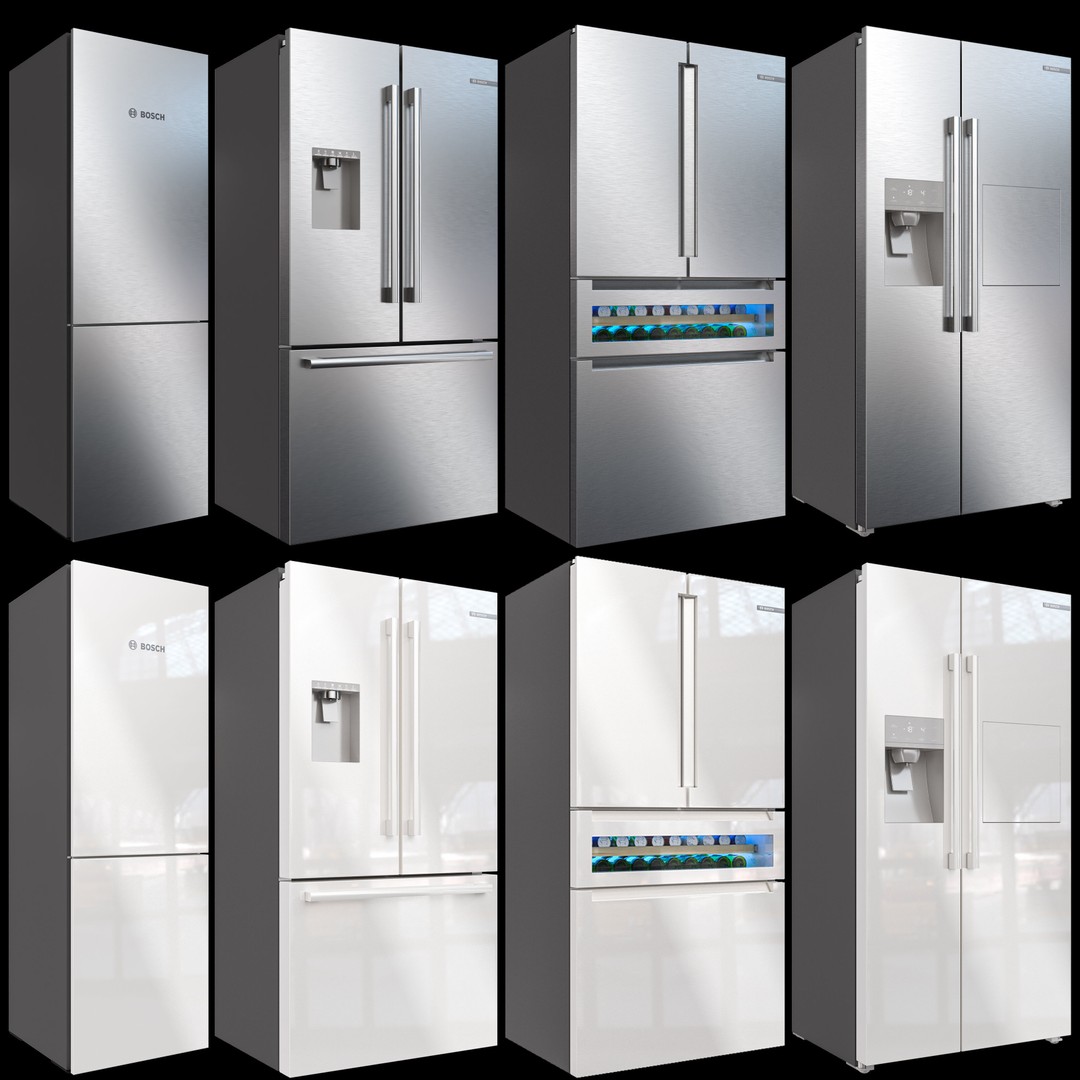 Bosch Refrigerator 3D Model – Low Poly PBR Kitchen Asset, FBX, OBJ - View 7