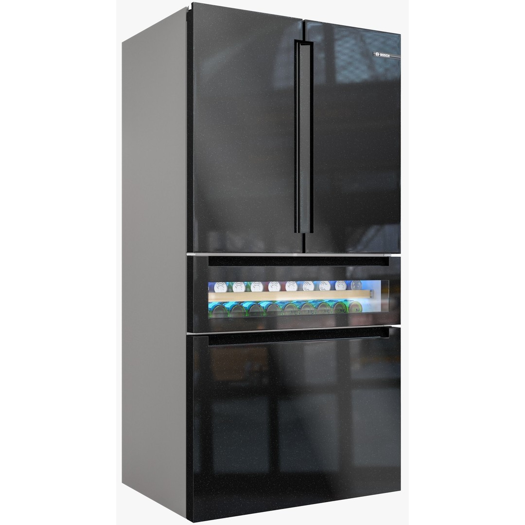 Bosch Refrigerator 3D Model – Low Poly PBR Kitchen Asset, FBX, OBJ - View 9