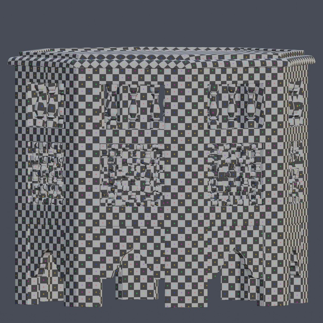 Moroccan Octagonal Side Table 3D Model – PBR Textured, Game-Ready Formats - View 8