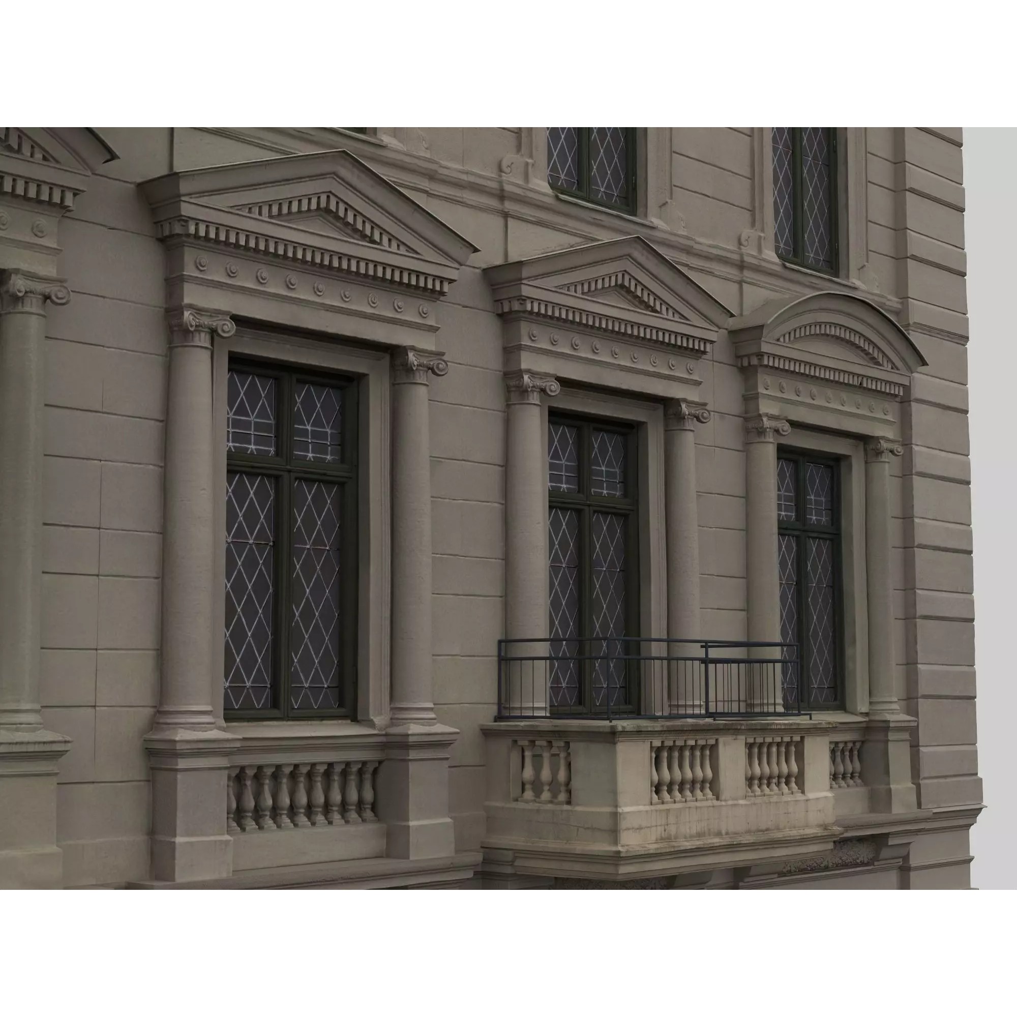 Classic European Apartment Building - Low-Poly 3D Model - View 10