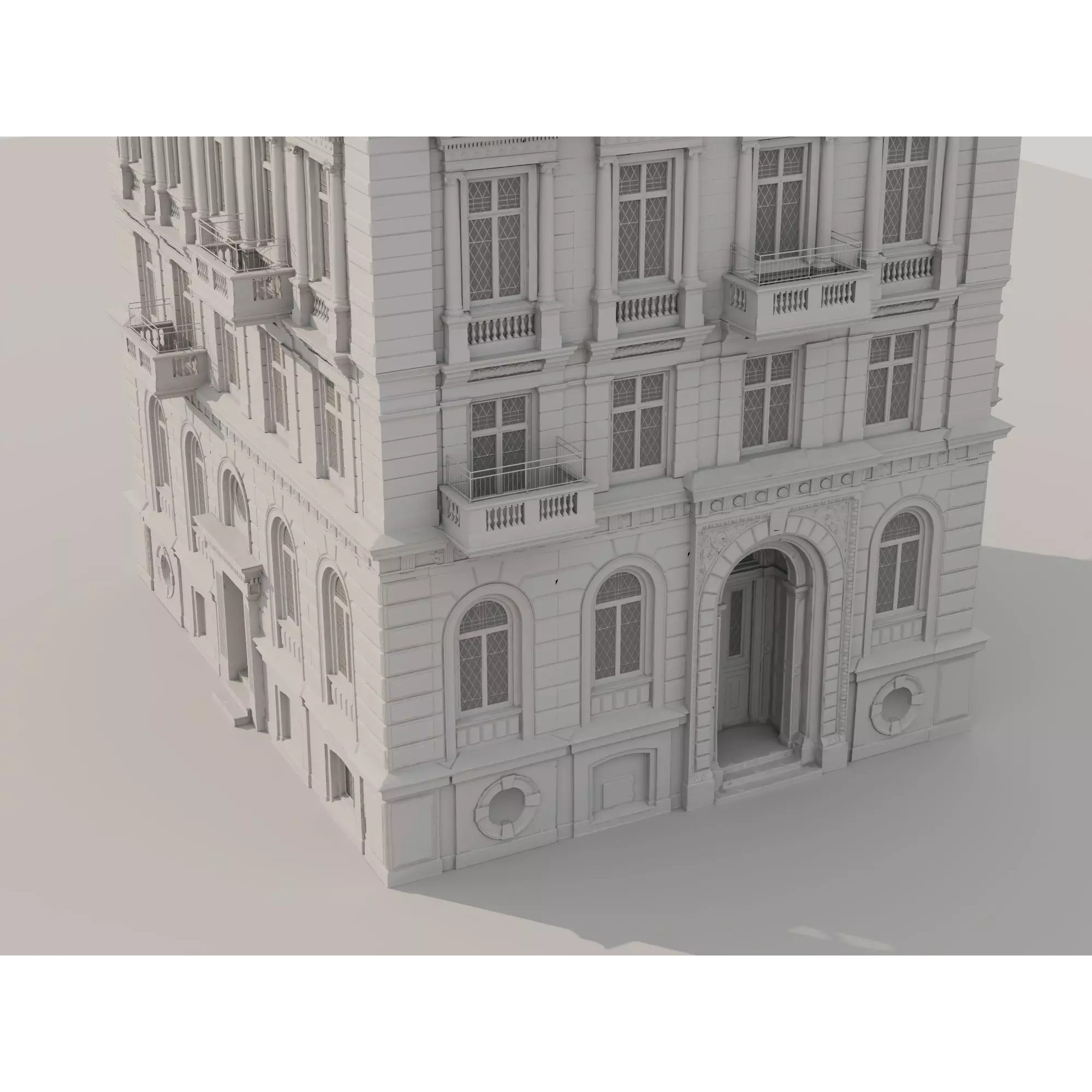 Classic European Apartment Building - Low-Poly 3D Model - View 18