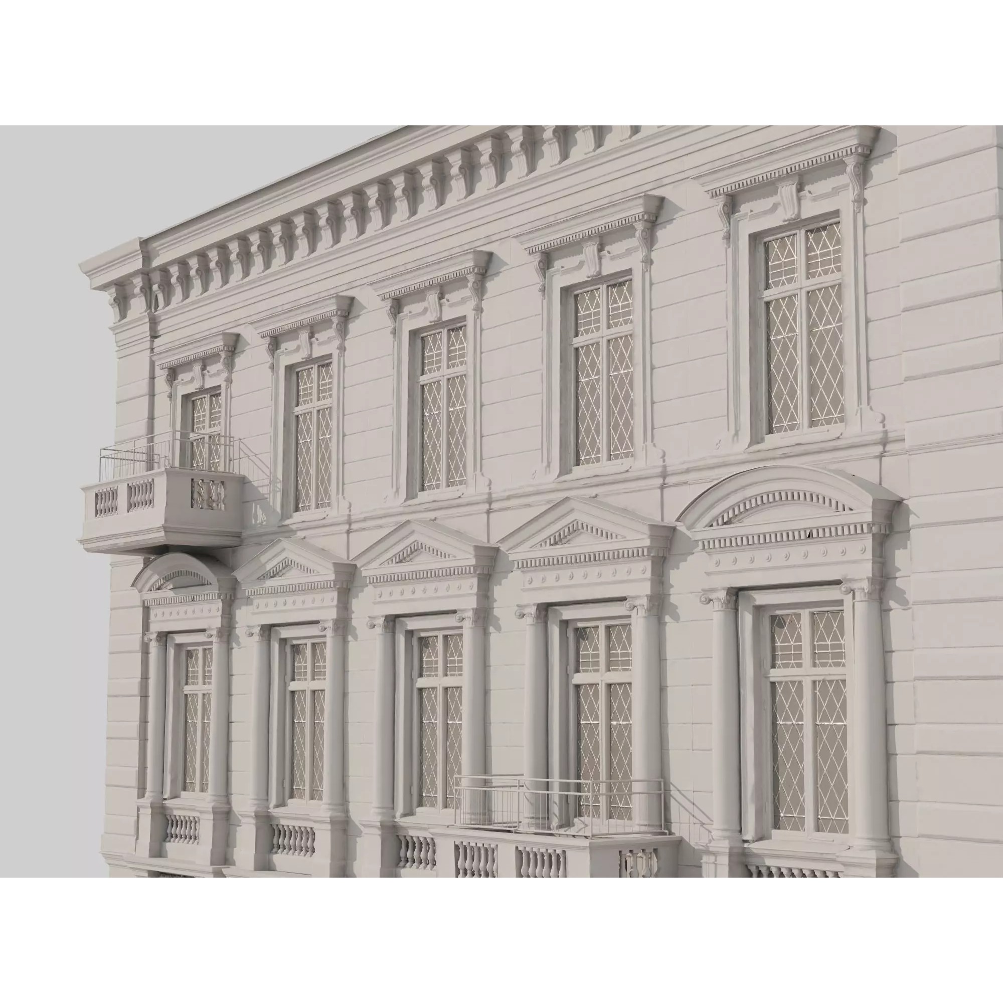 Classic European Apartment Building - Low-Poly 3D Model - View 21