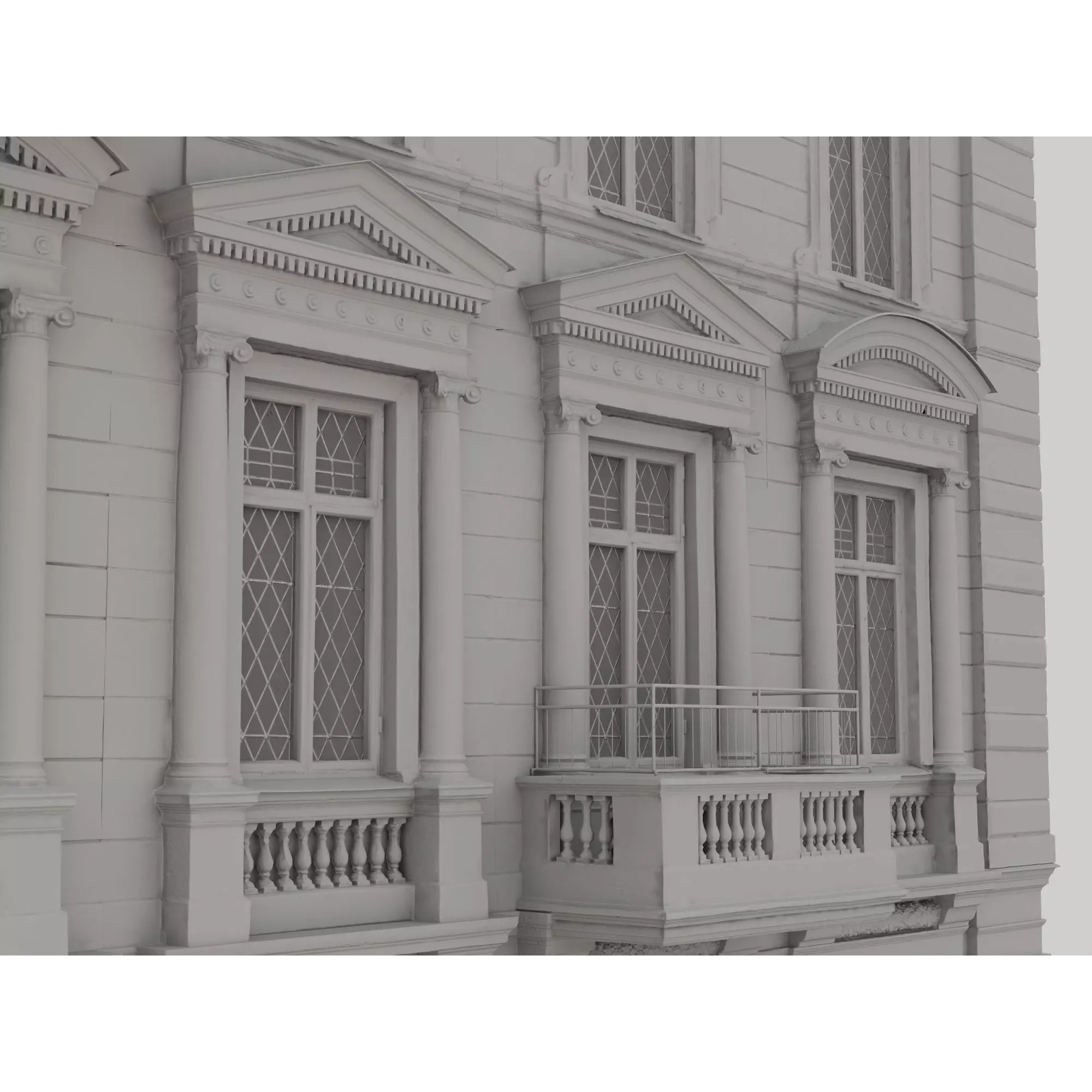 Classic European Apartment Building - Low-Poly 3D Model - View 22