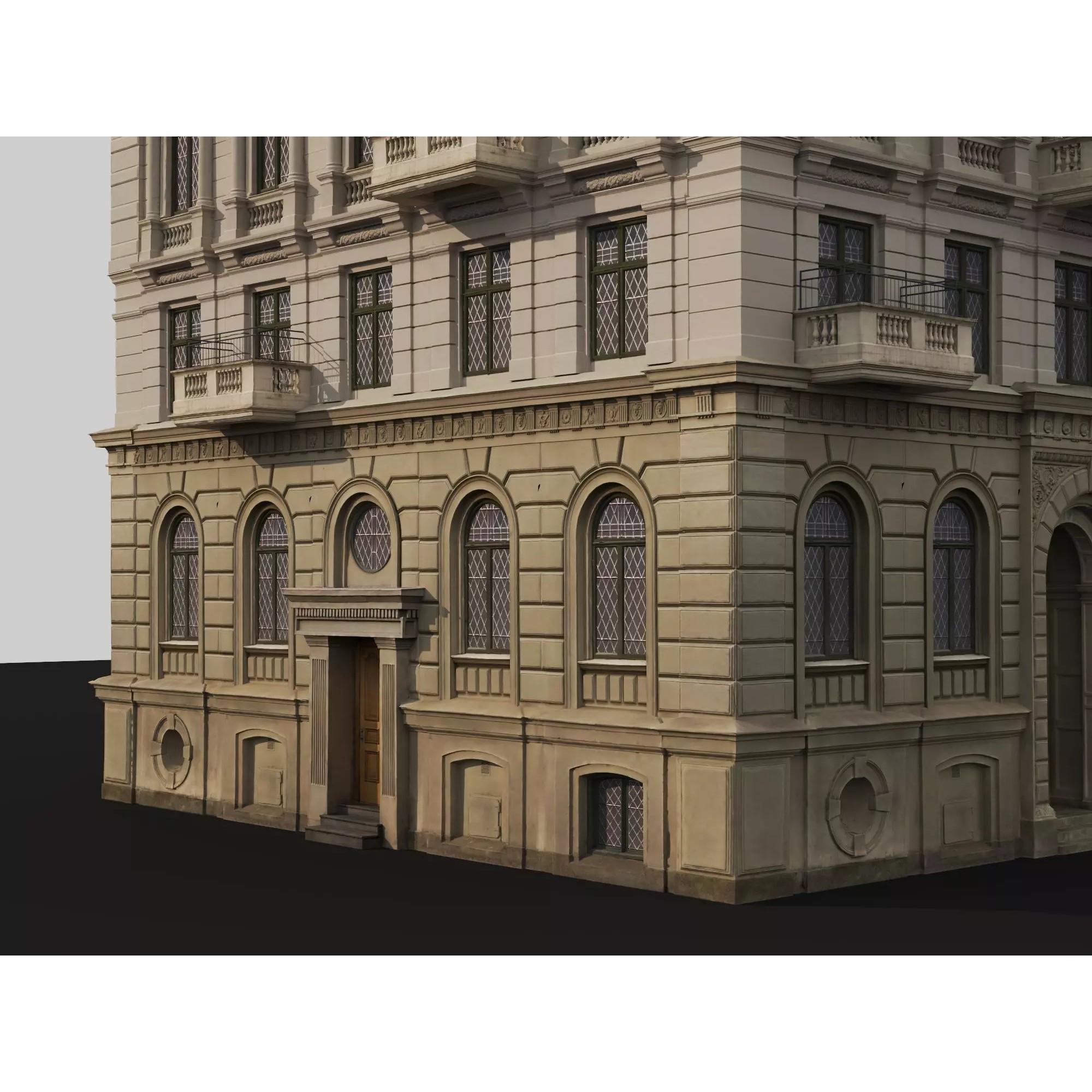 Classic European Apartment Building - Low-Poly 3D Model - View 3