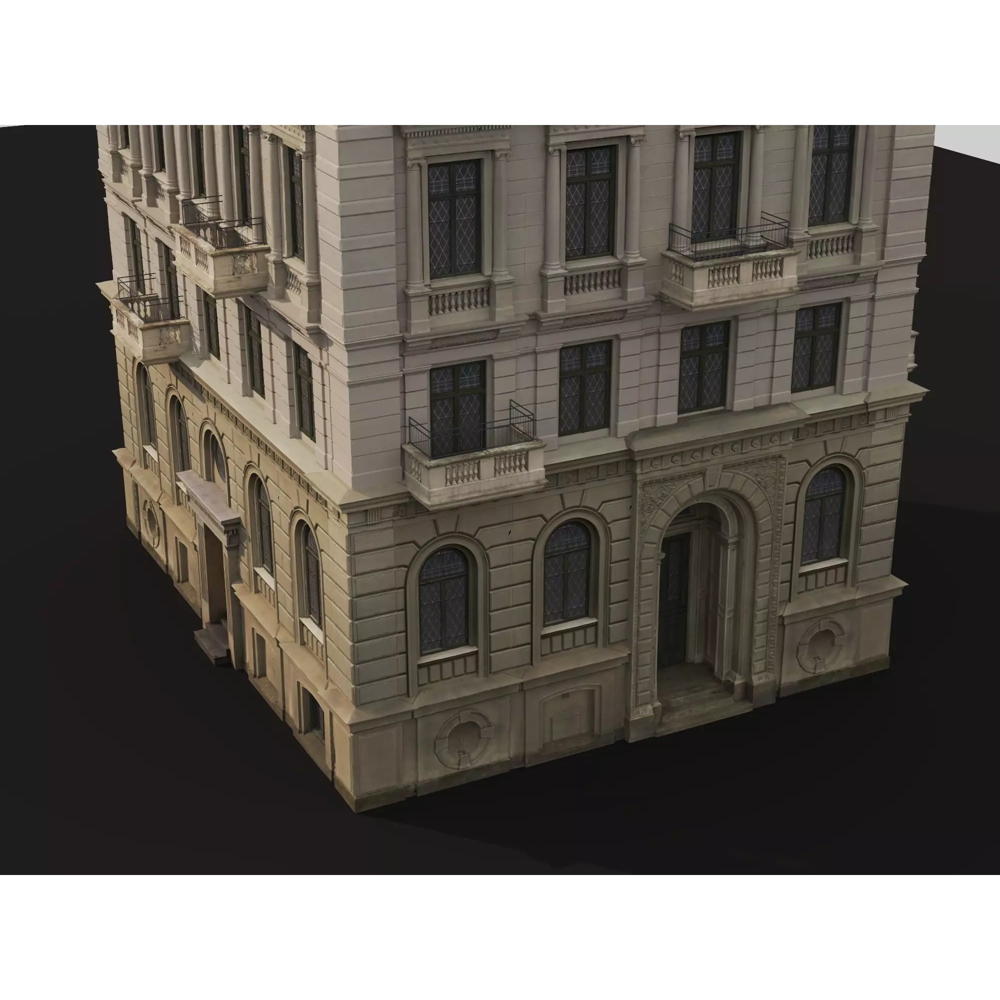 Classic European Apartment Building - Low-Poly 3D Model - View 6