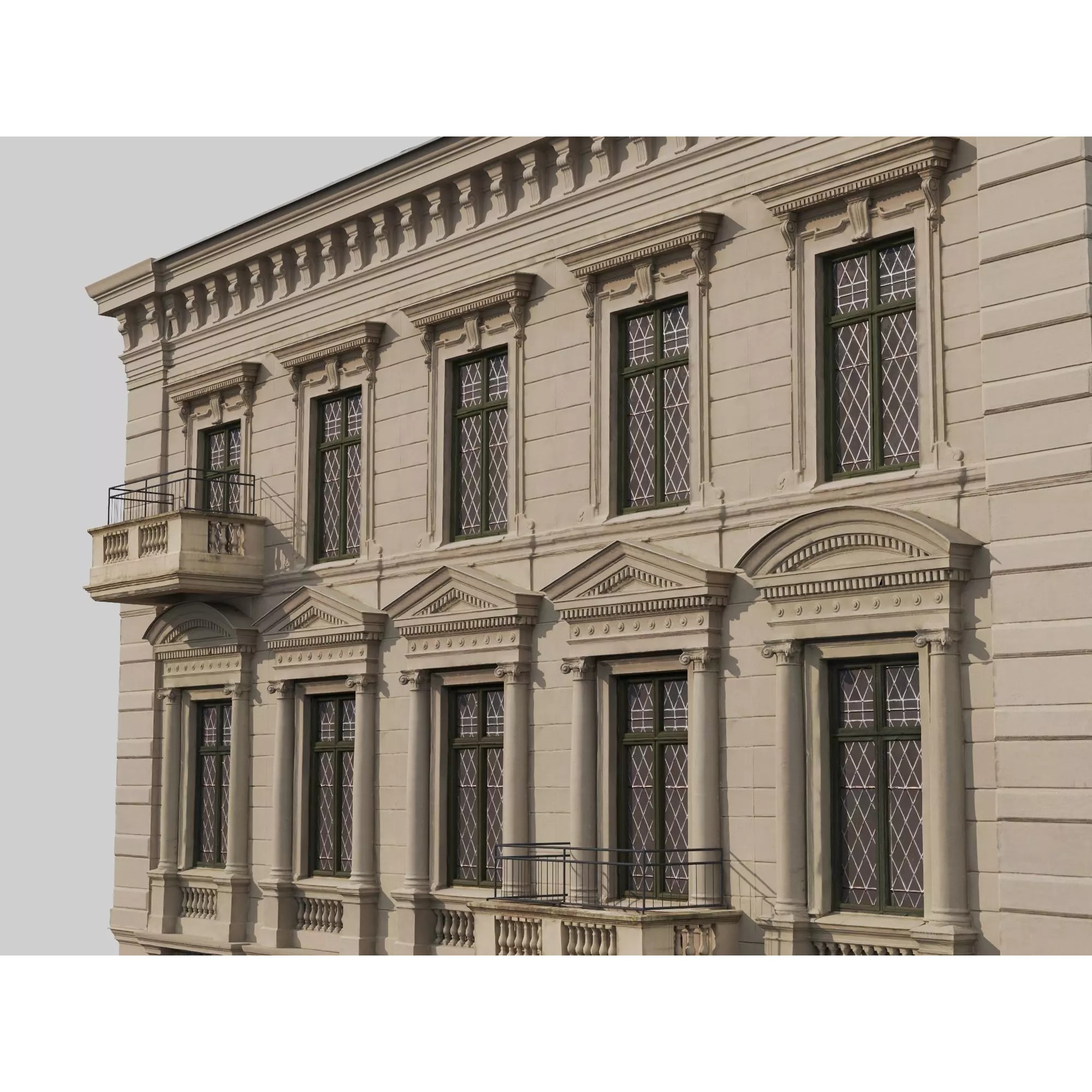 Classic European Apartment Building - Low-Poly 3D Model - View 9