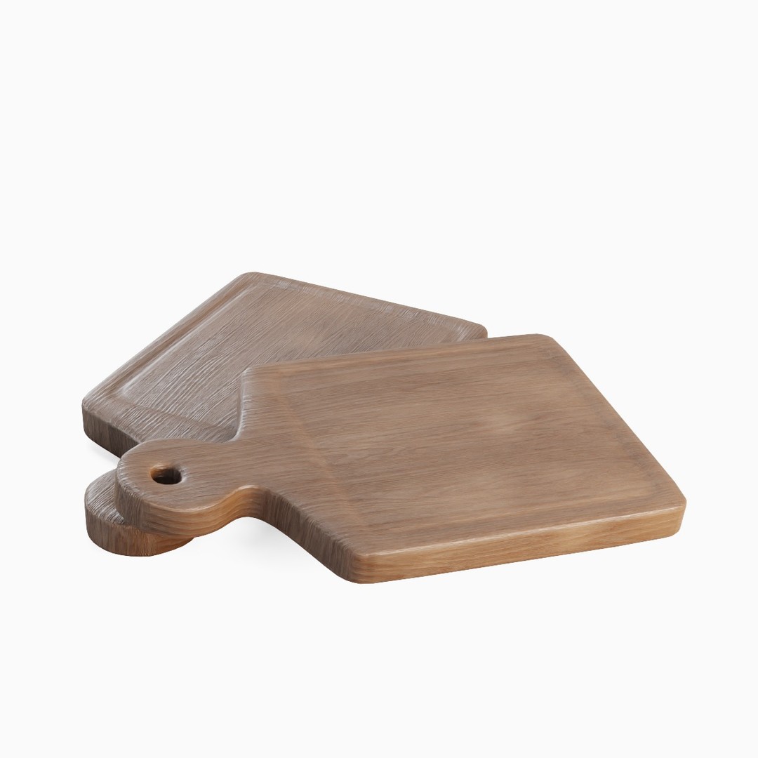Cutting Board 3D Model – Low Poly Kitchen Asset, FBX, OBJ, Blender - View 3