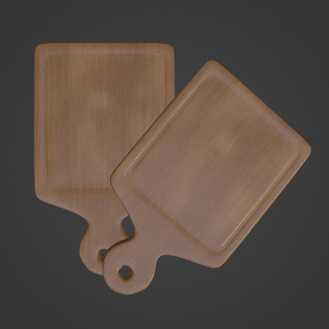 Cutting Board 3D Model – Low Poly Kitchen Asset, FBX, OBJ, Blender - View 8