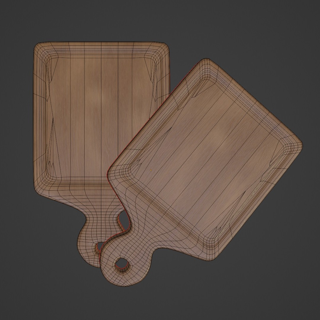 Cutting Board 3D Model – Low Poly Kitchen Asset, FBX, OBJ, Blender - View 9
