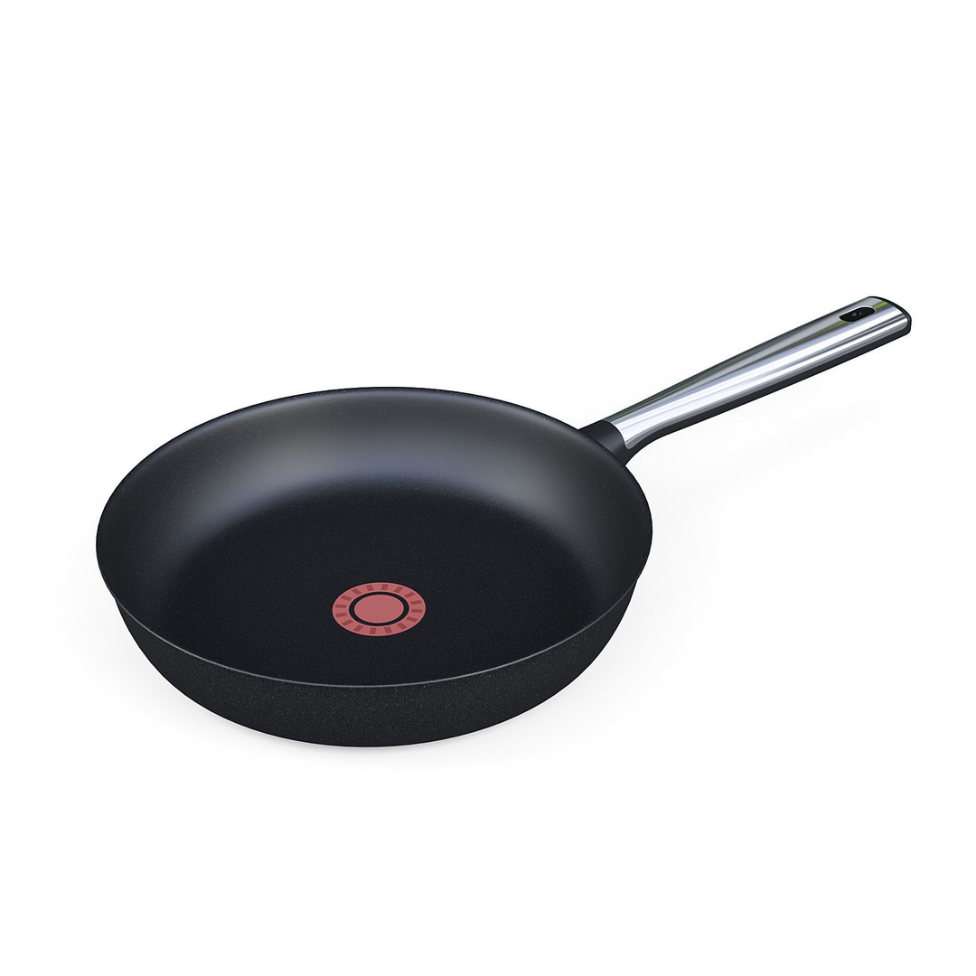 Black Teflon Frying Pan 3D Model – Real Scale Kitchenware, FBX, OBJ - View 3