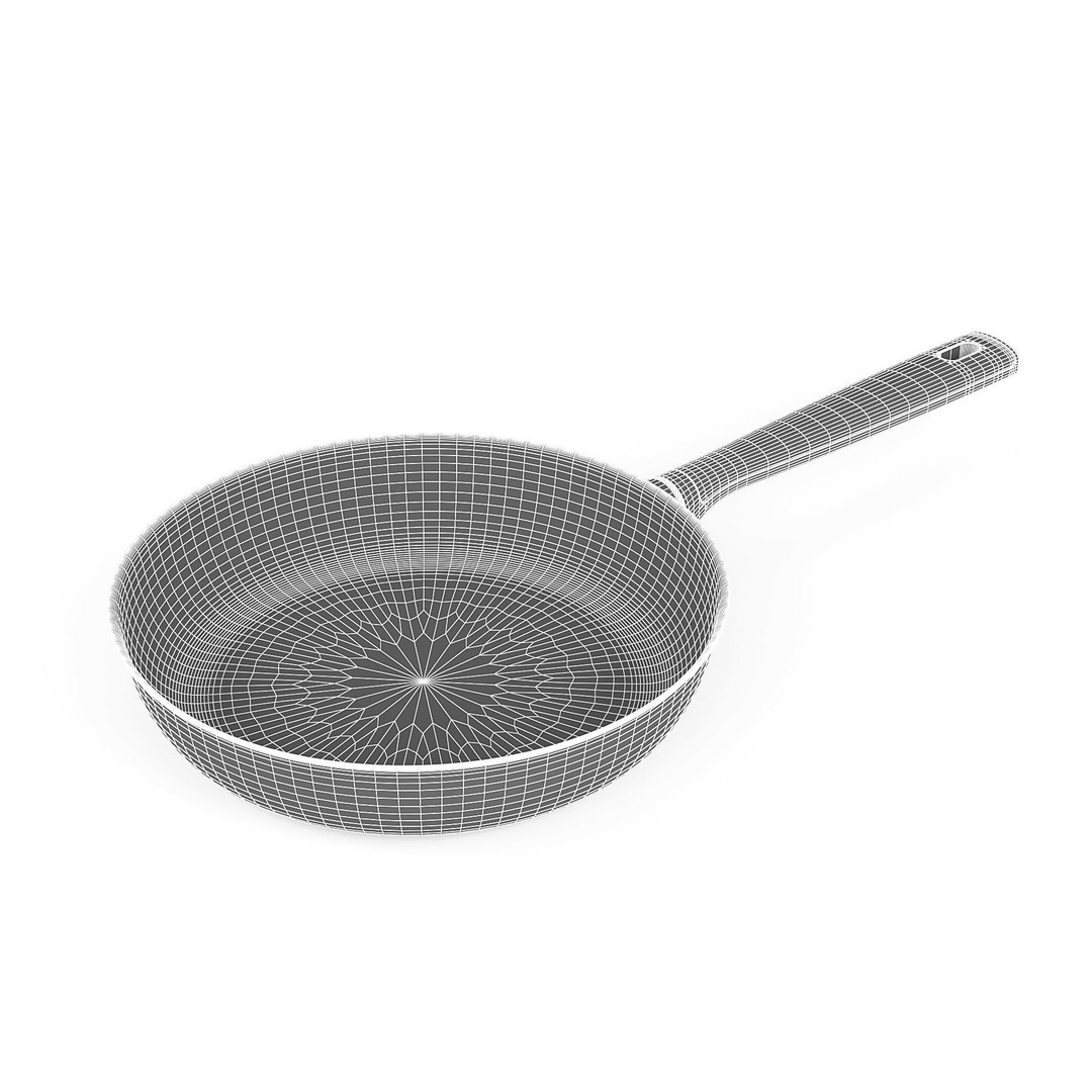 Black Teflon Frying Pan 3D Model – Real Scale Kitchenware, FBX, OBJ - View 6