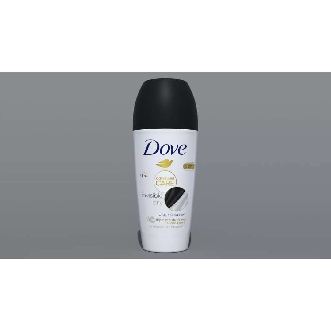 Dove Advanced Care Invisible Dry Deodorant Roll-on 3D Model – PBR Textured, Game-Ready Formats - View 3