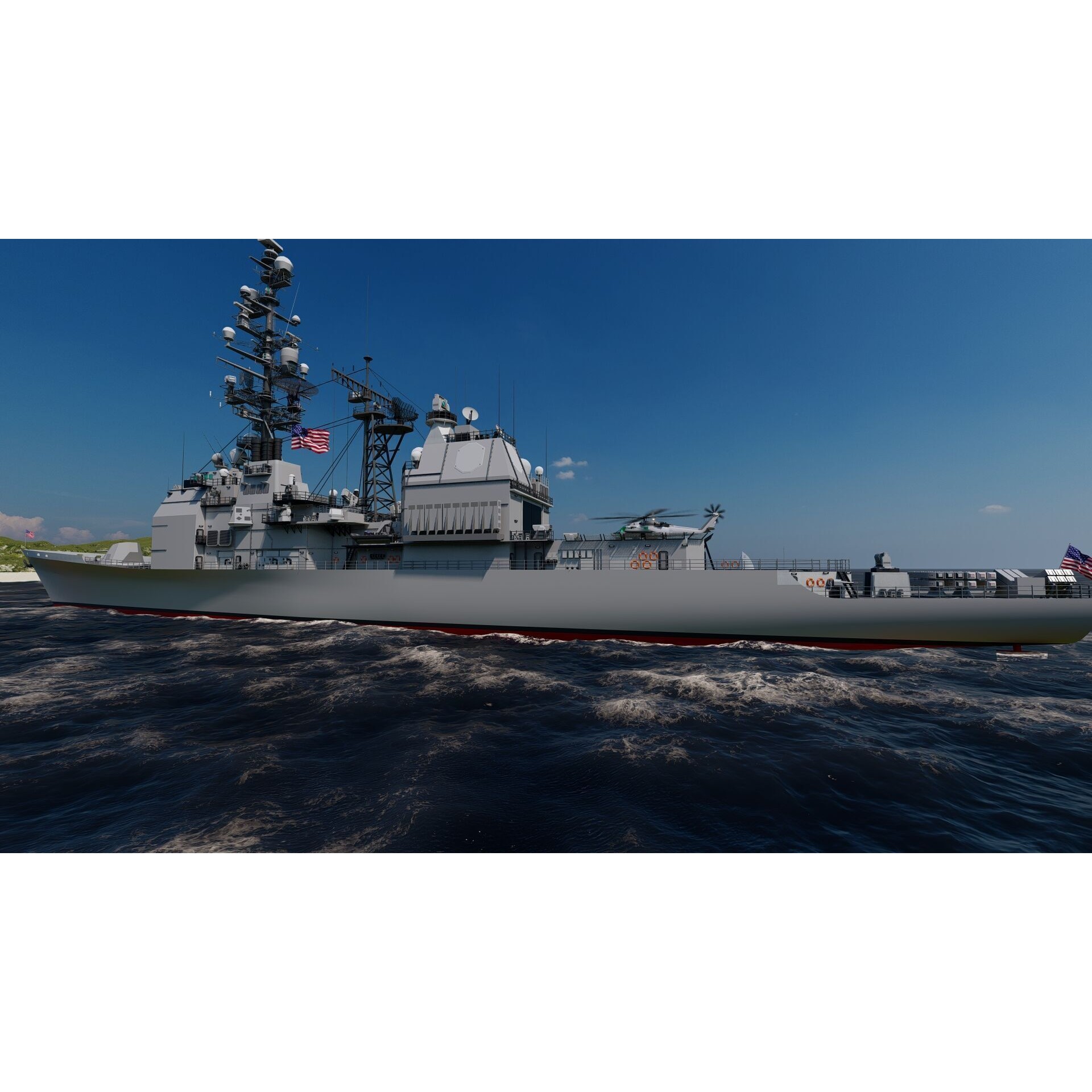 Ticonderoga Class Cruiser - Game-Ready 3D Model - View 3