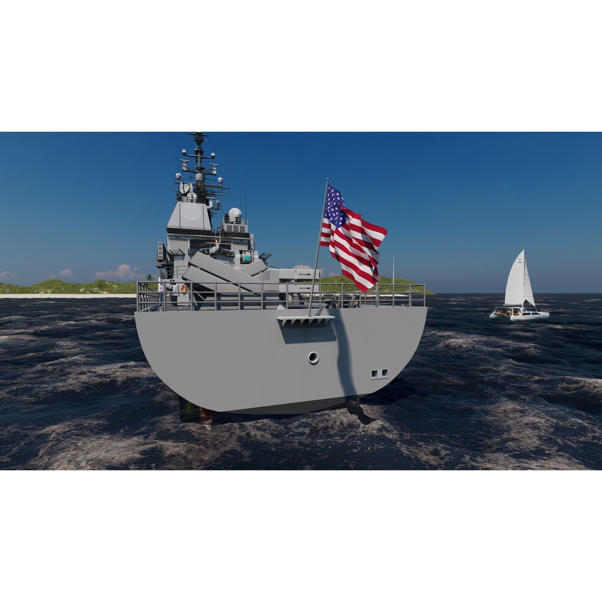 Ticonderoga Class Cruiser - Game-Ready 3D Model - View 4